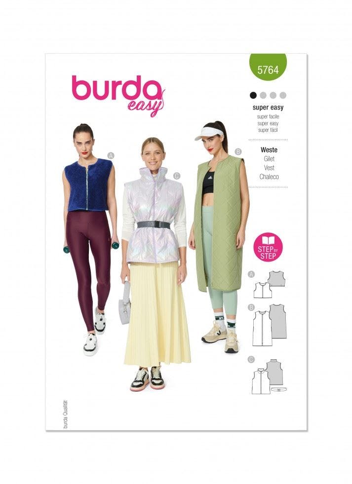 Burda Women's Sewing Pattern 5764 Waistcoats For 8-22 (34-48) - Easy