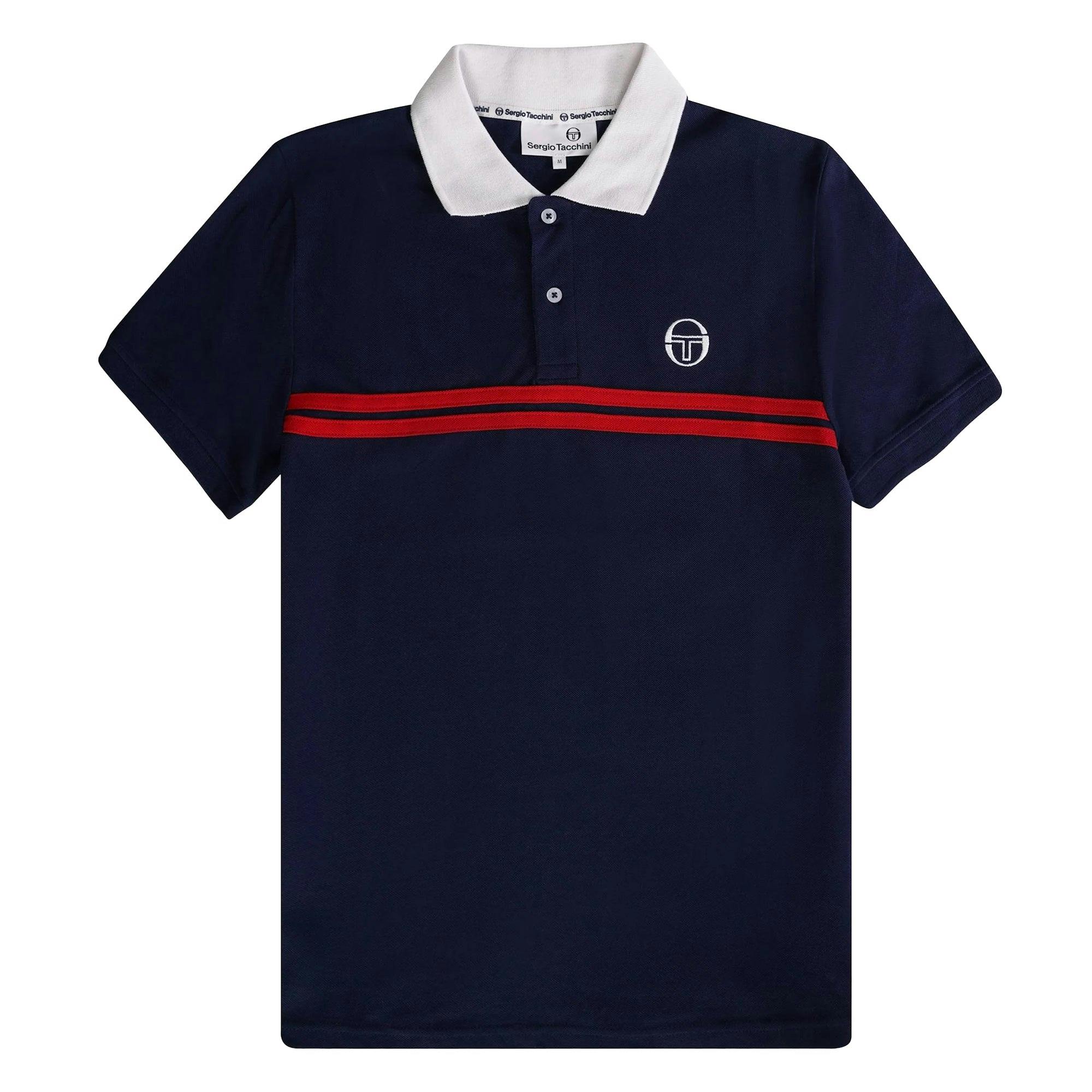 Sergio Tacchini Blue Supermac Polo Shirt Maritime /Adrenaline Rush - L