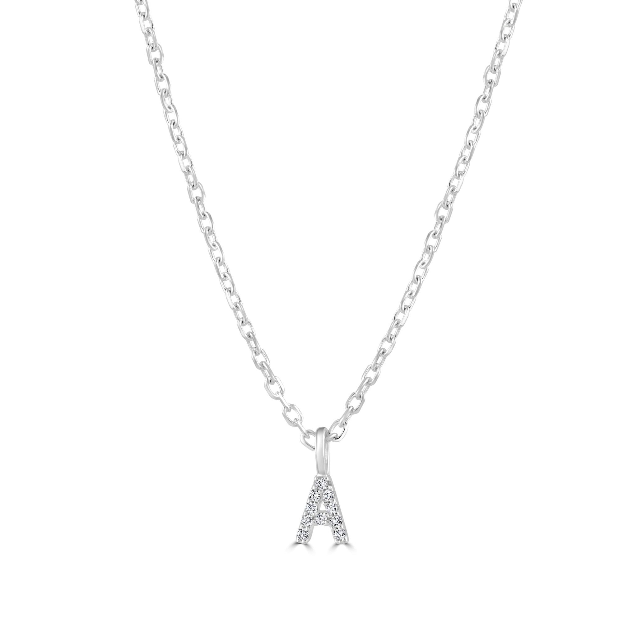 Mylee London Silver Sterling Crystal Initial Necklace - No - A