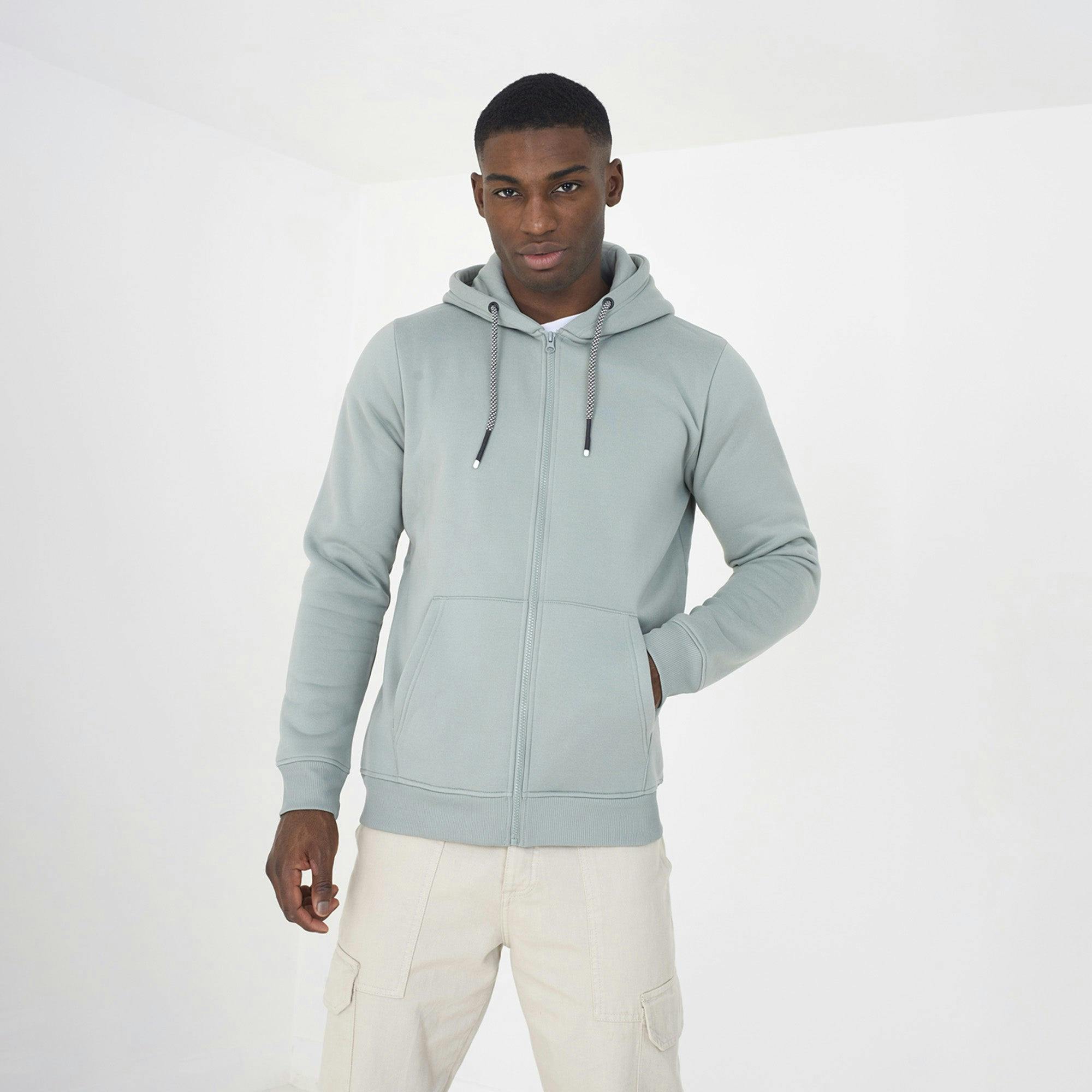Brave Soul Light/Green Zip Through Hoodie - Xl