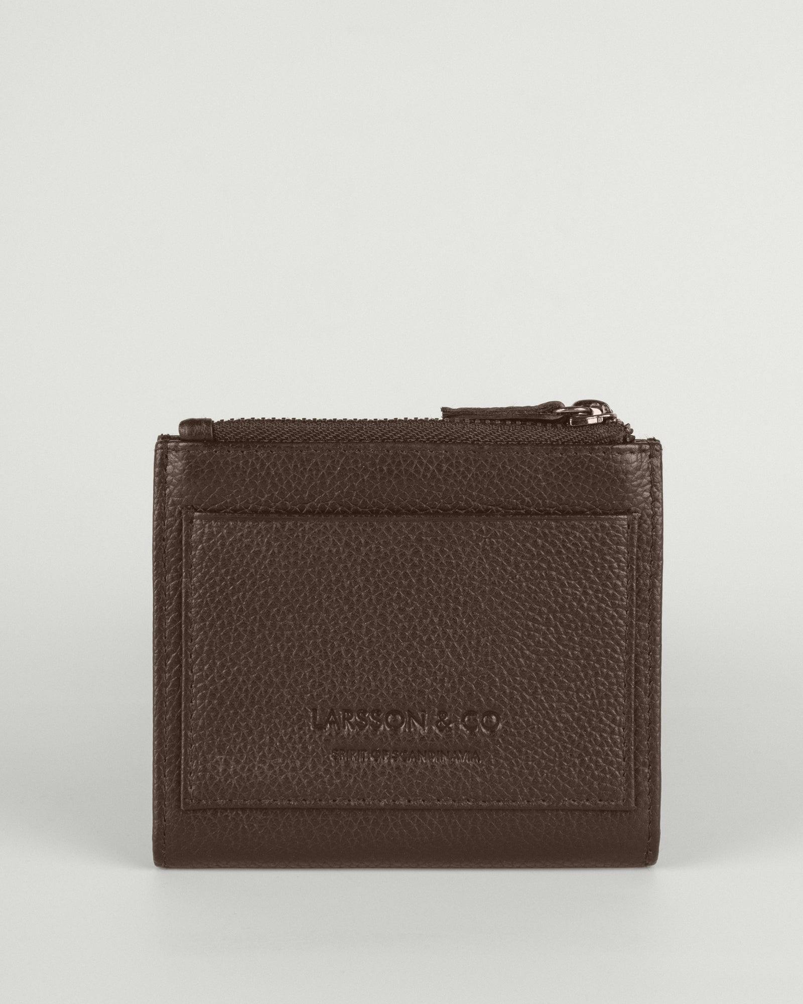 Larsson & Co Brown Embossed Bi-Fold Leather Wallet With Zip Pocket - One Size