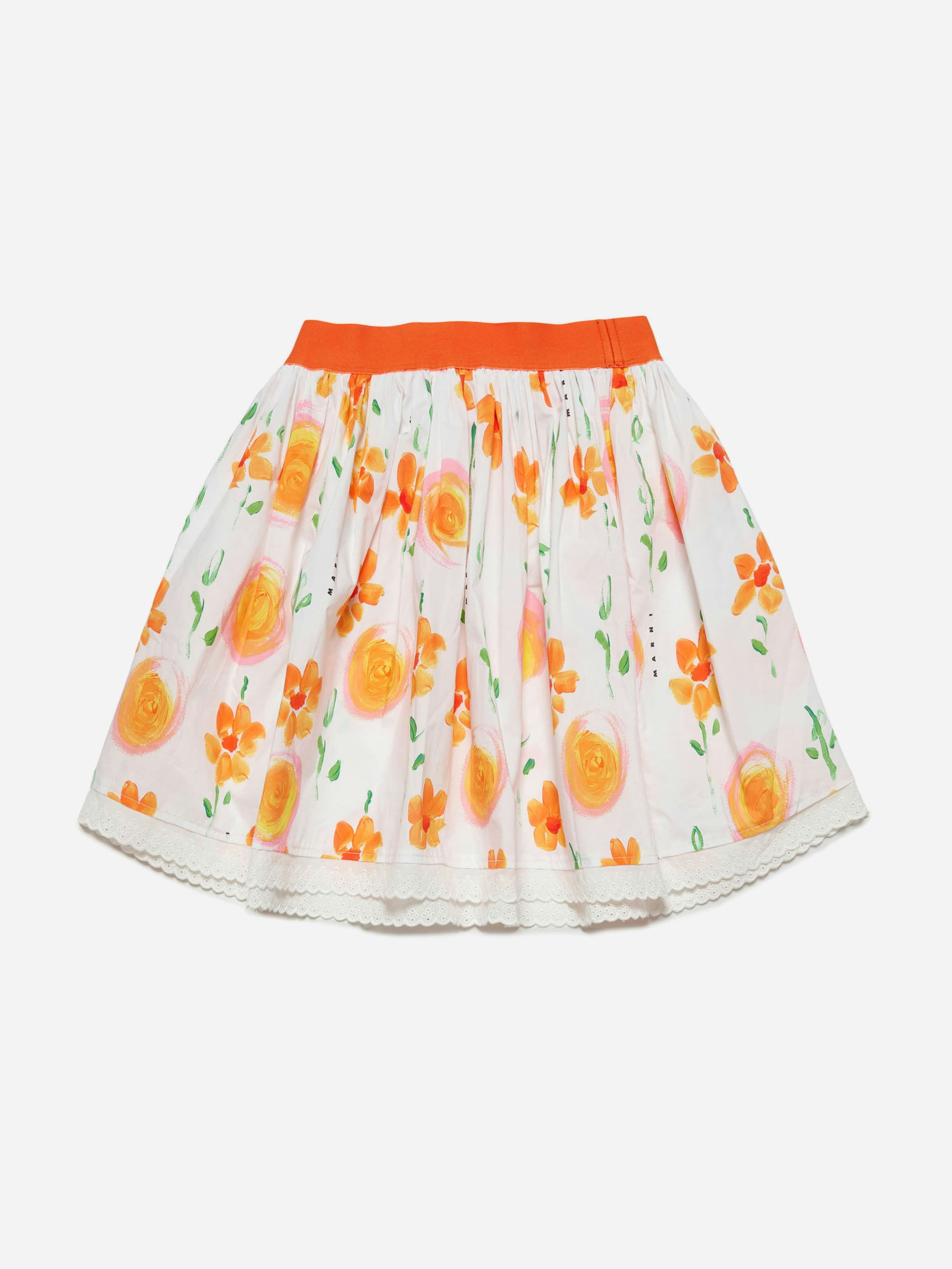 Marni Kids Girls White Marni Flower Print Skirt In - 12 Yrs