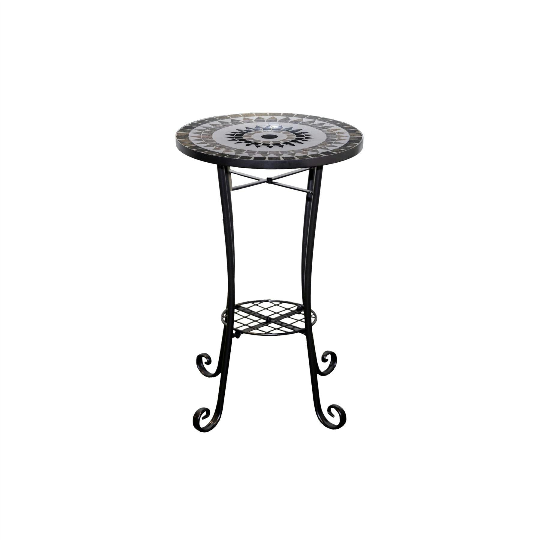 Rackhams Medina Mosaic Plant Stand Side Table With Ceramic Tile Top For Indoor And Outdoor Use - 38.5 X 44 X 68