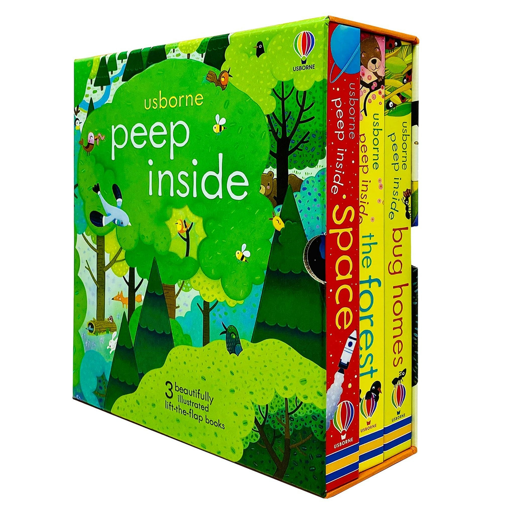Usborne Publishing Ltd Peep Inside Lift-The-Flap Series 3 Books Collection Box Set (Space, The Forest & Bug Homes)