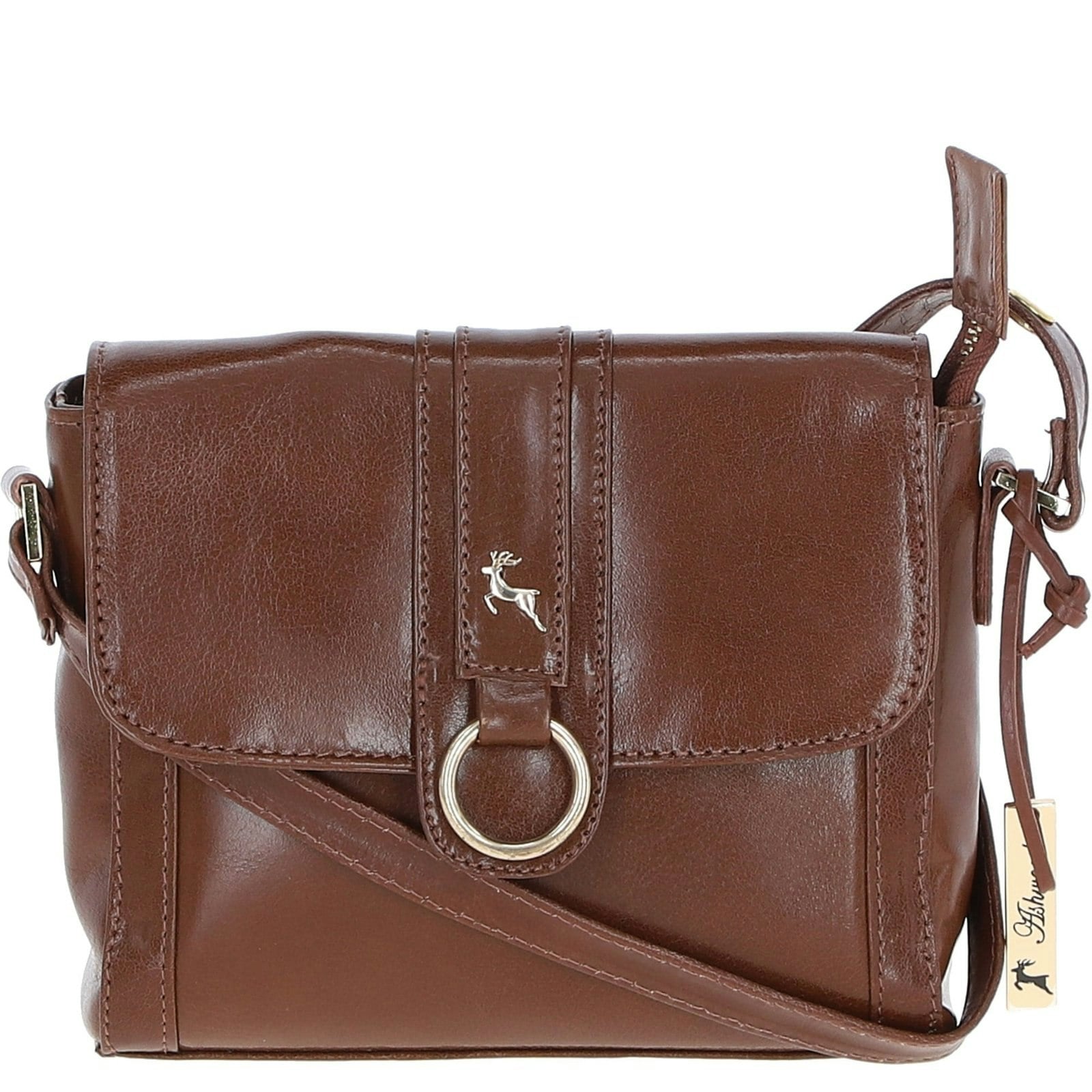Ashwood Grain/Gold Vegetable Tanned Leather Crossbody Bag: 20-186 - One Size - Leather - Bridge/Vt