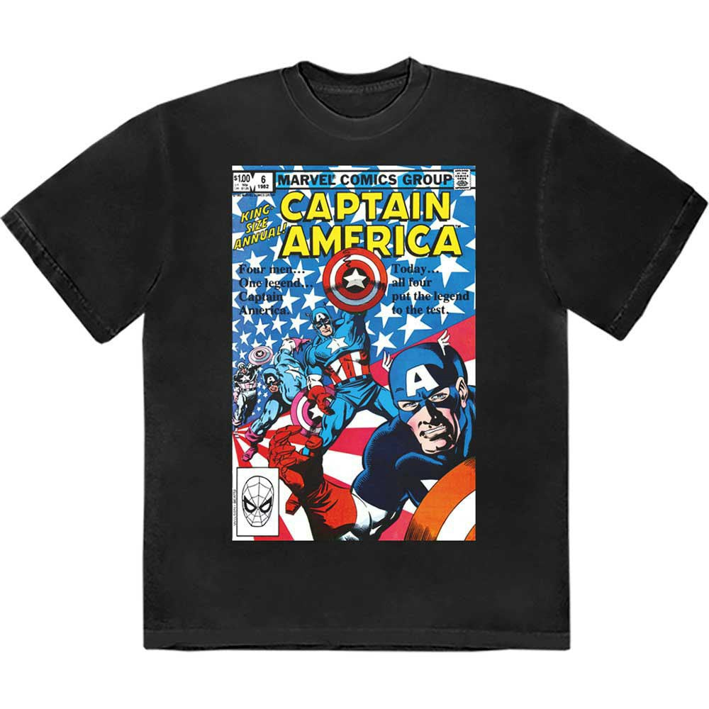 Paradiso Clothing Unisex Black Marvel Many Captain Americas Comic Cover Marvel T Shirt - Xl