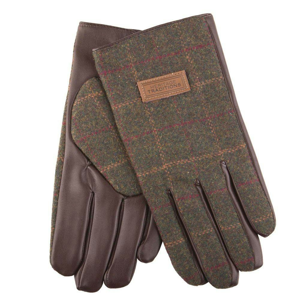 Heritage Traditions Green Classic Check Tweed Gloves - Box Check