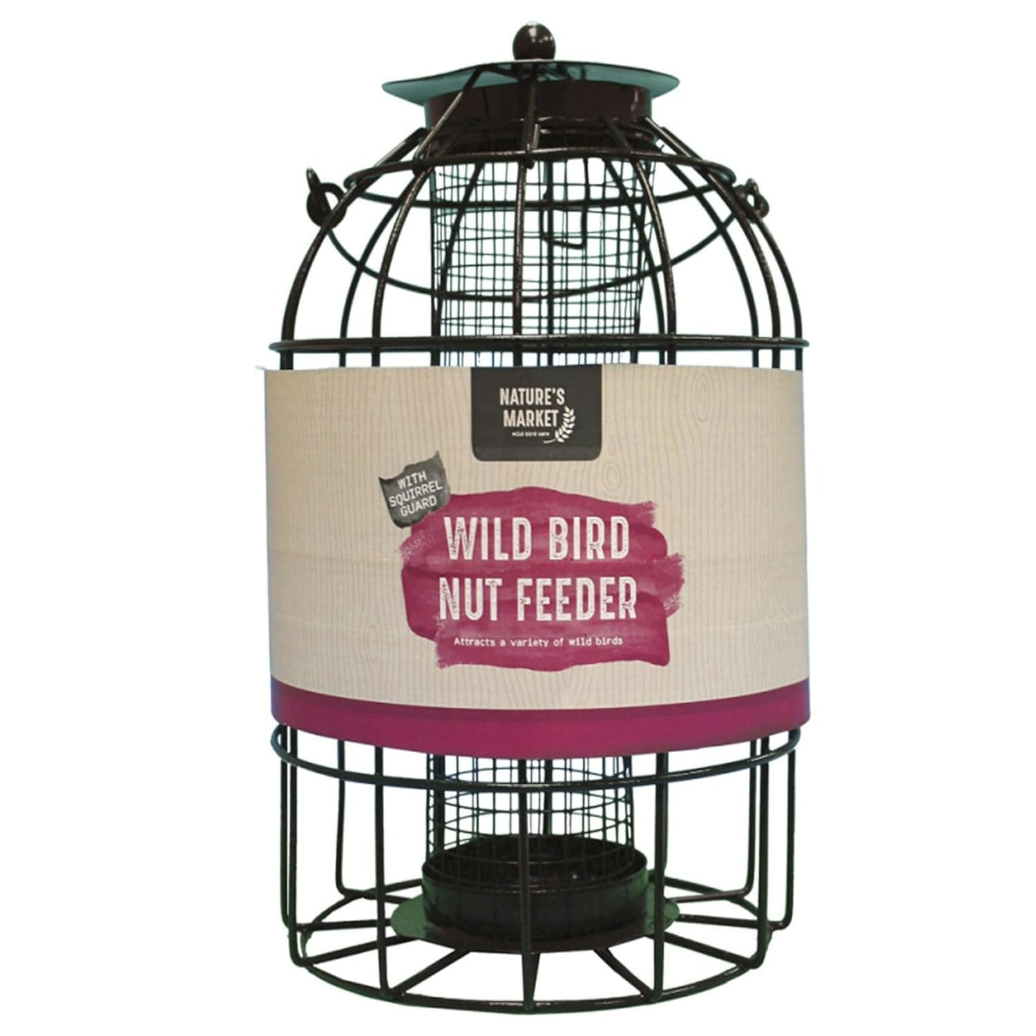 Rackhams Metal Hanging Bird Feeder Cages With Squirrel Guard - Nut Feeder