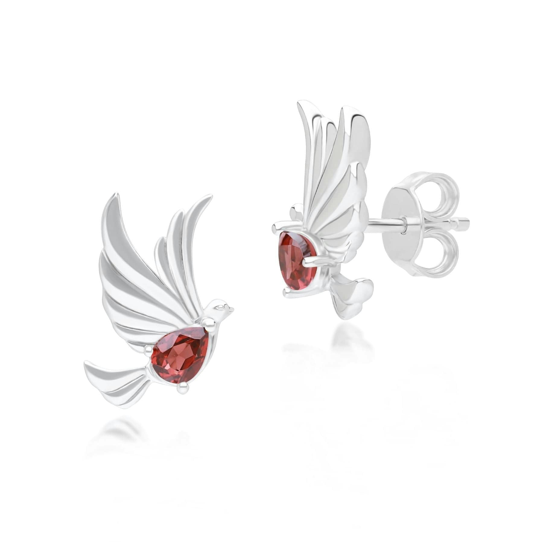 Gemondo Women's Silver Ecfew™ Creator Garnet Dove Stud Earrings In Sterling