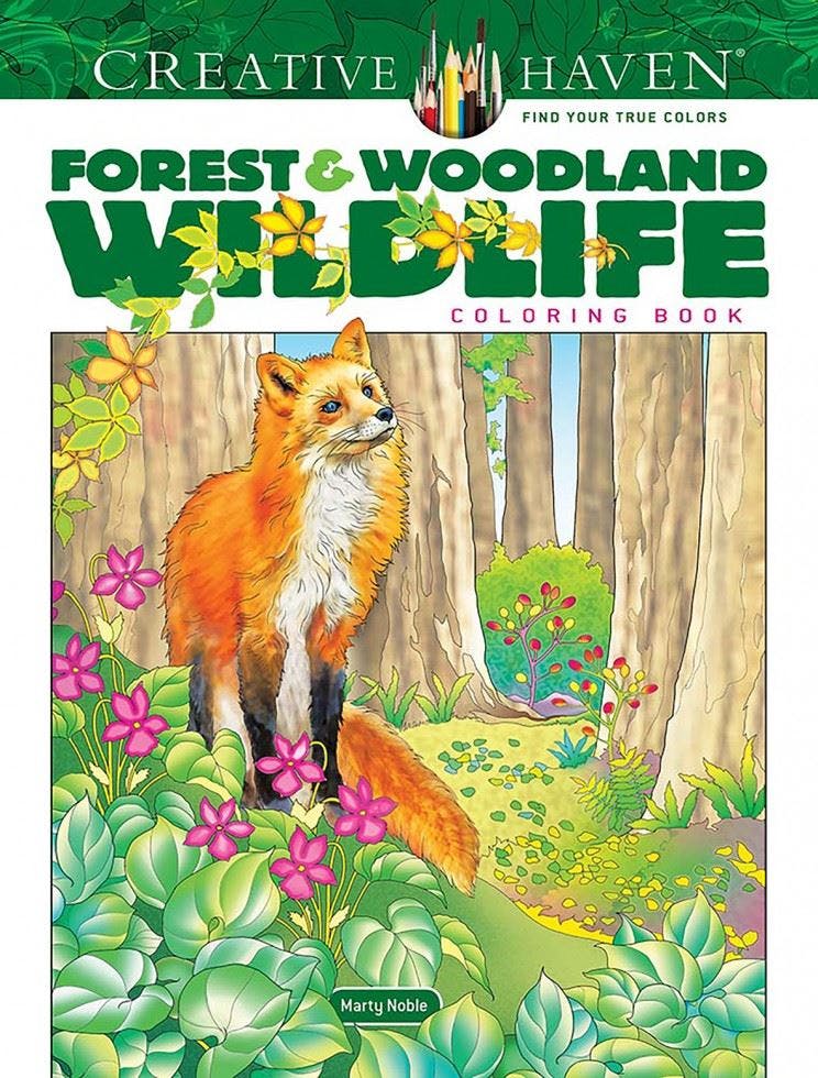 Search Press Black/Red Creative Haven Forest & Woodland Wildlife Coloring Book - Marty Noble - Creative Haven