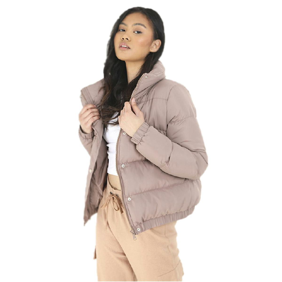 Coolandnew Women's Brave Soul Slaypeach Puffer Jacket - Taupe - 10