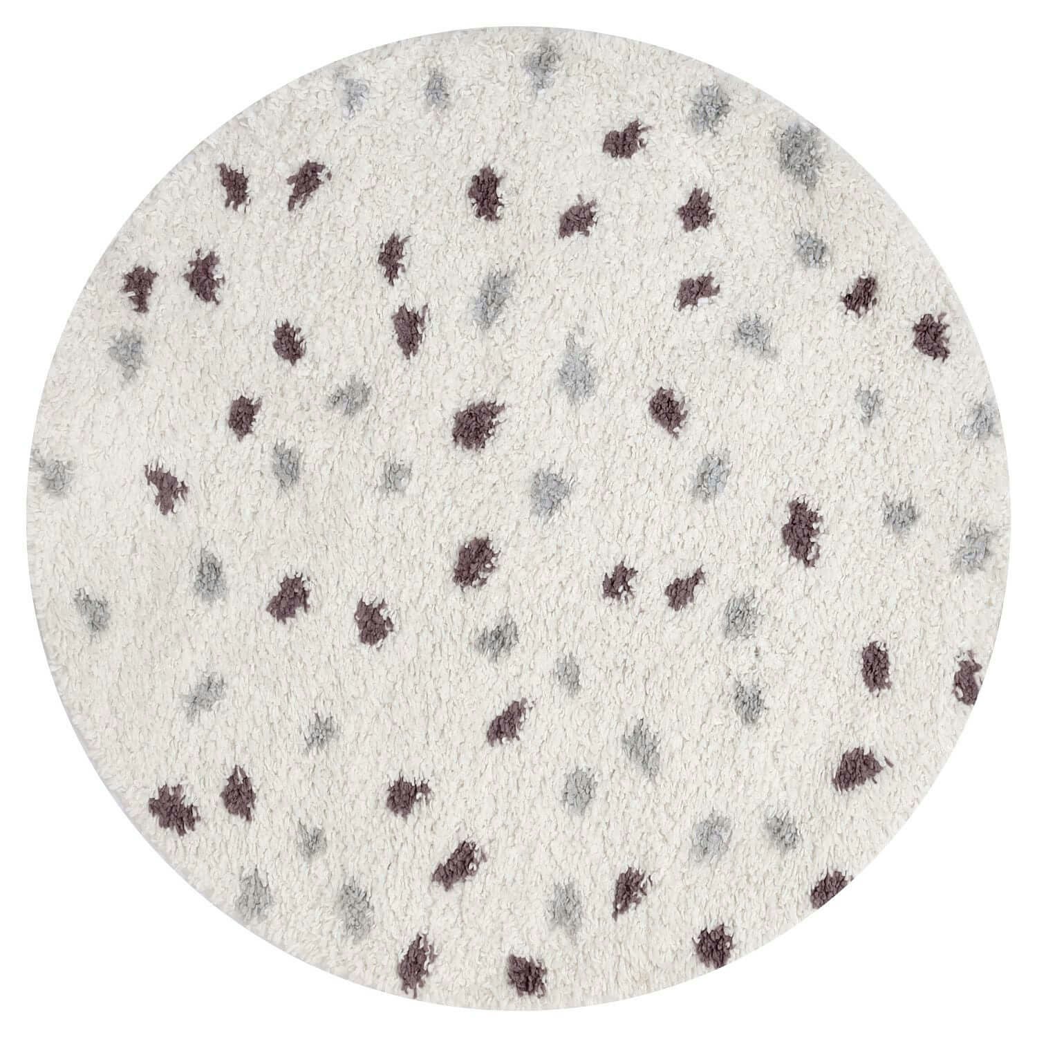 The Rugs Grey/Purple Moodi Shaggy Plumetis Rug - Ø 120 Cm