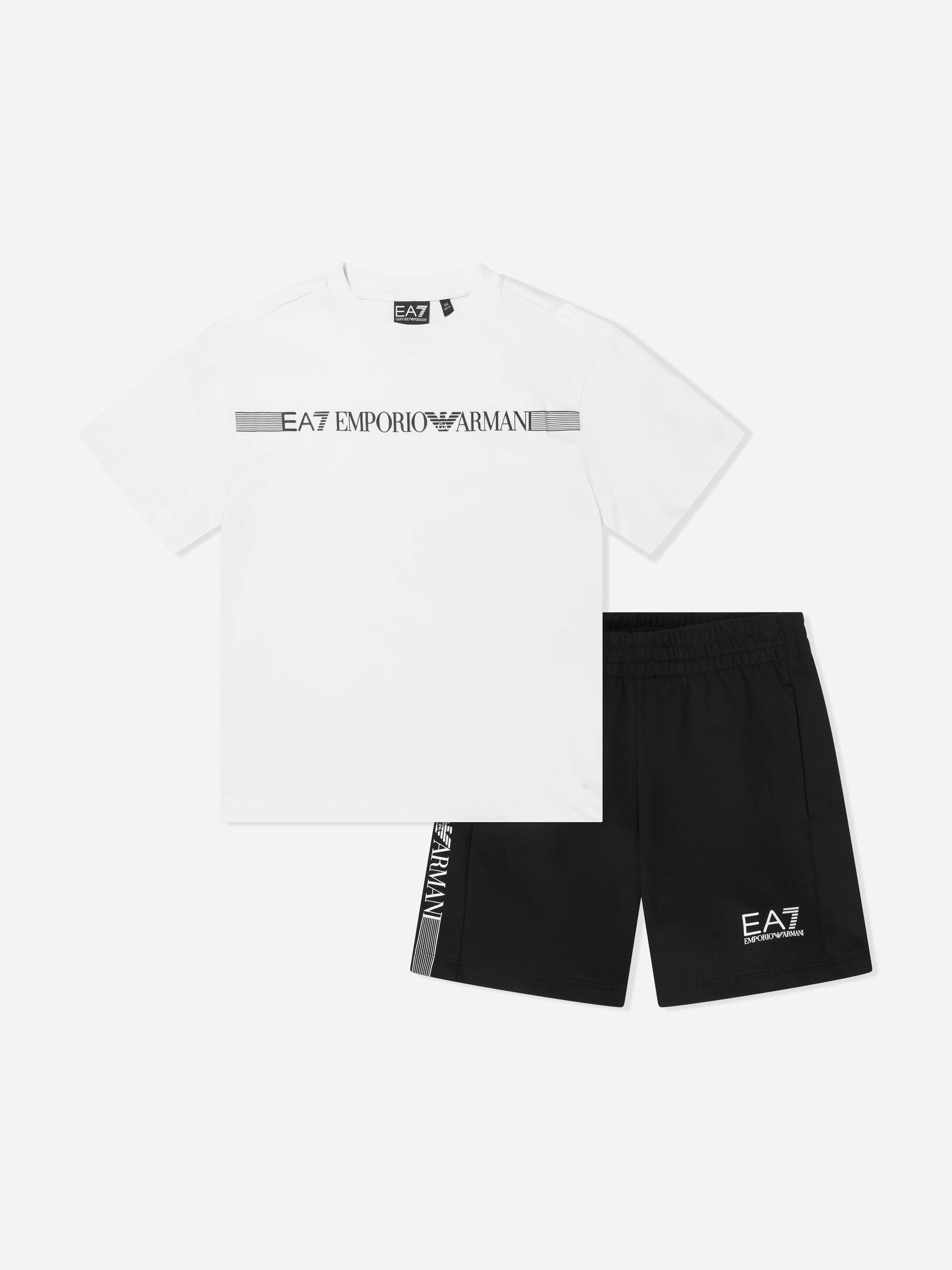 Ea7 Emporio Armani Boys White Train Logo Short Set In - 16 Yrs