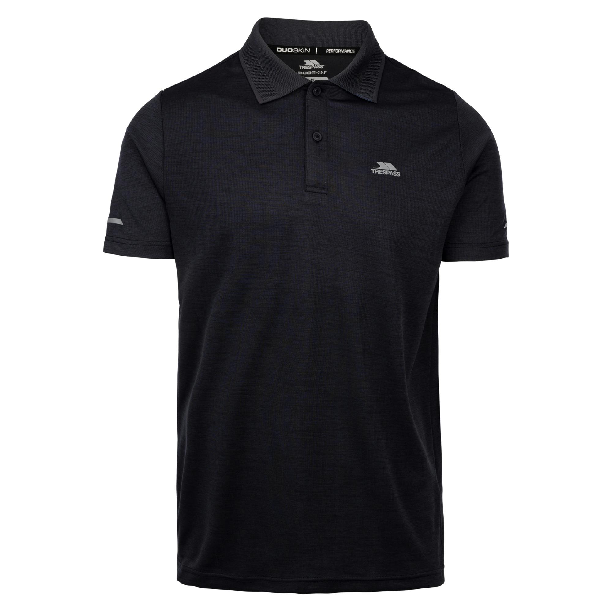 Trespass Men's Dark Mckay Active Polo Shirt - Flint Marl - Flint Marl - M - 100% Polyester