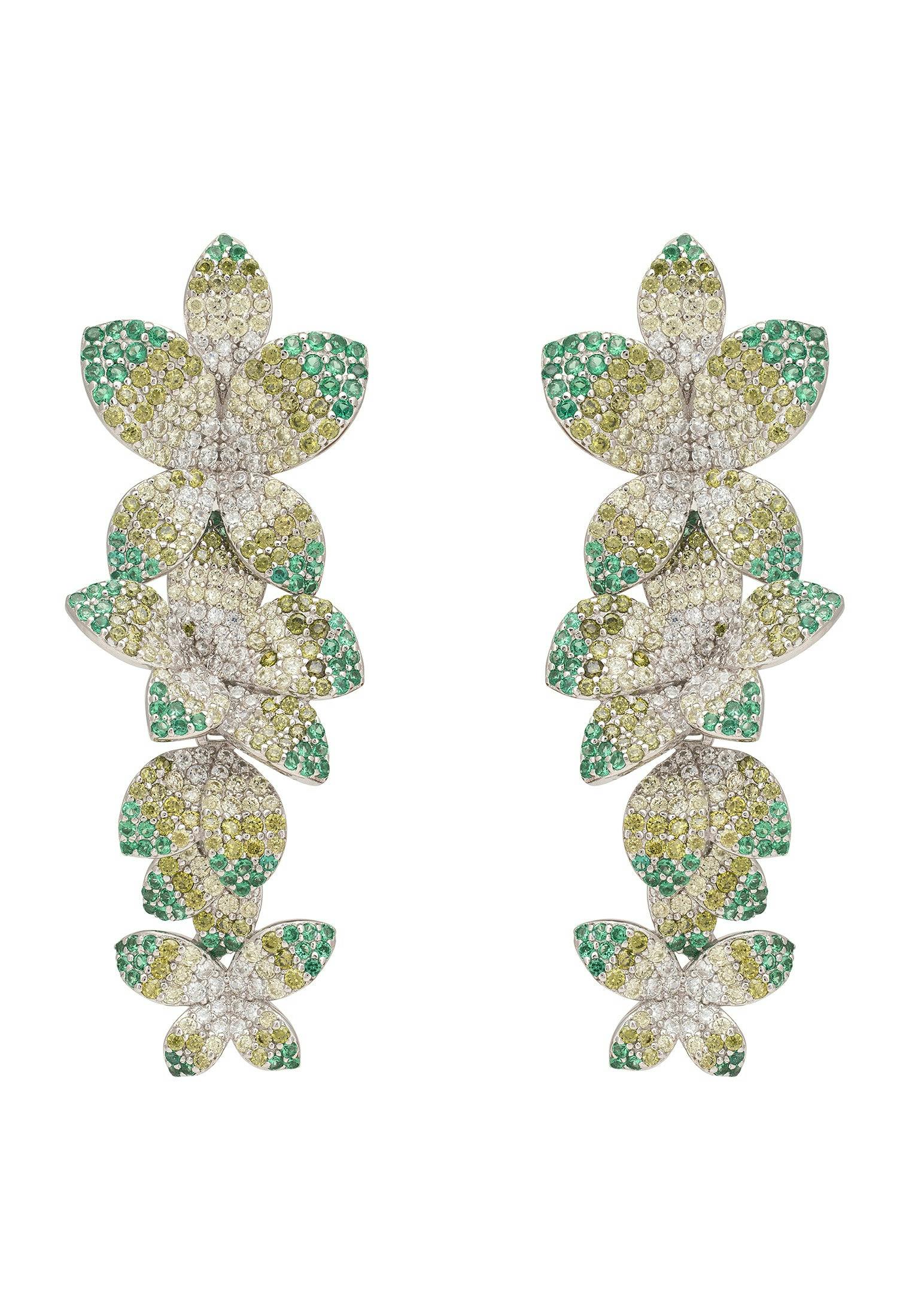 Latelita Green/Silver Cherry Blossom Drop Earrings
