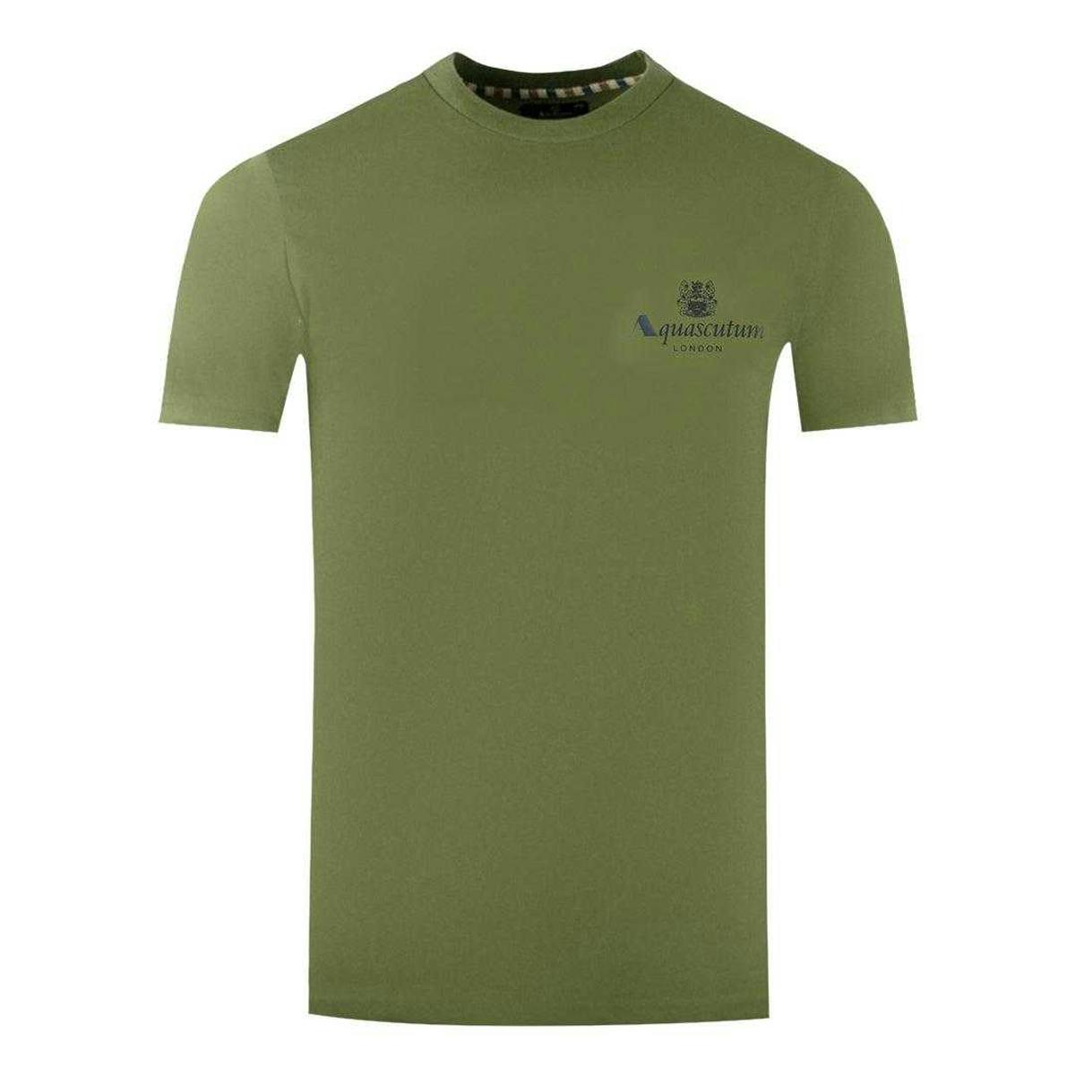 Aquascutum Men's Green London Aldis Logo T-Shirt - L - 100% Cotton