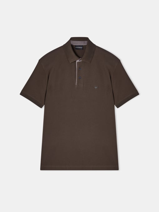 Emporio Armani Ea7 Men's Brown Polo Shirt - S - 100% Mixed