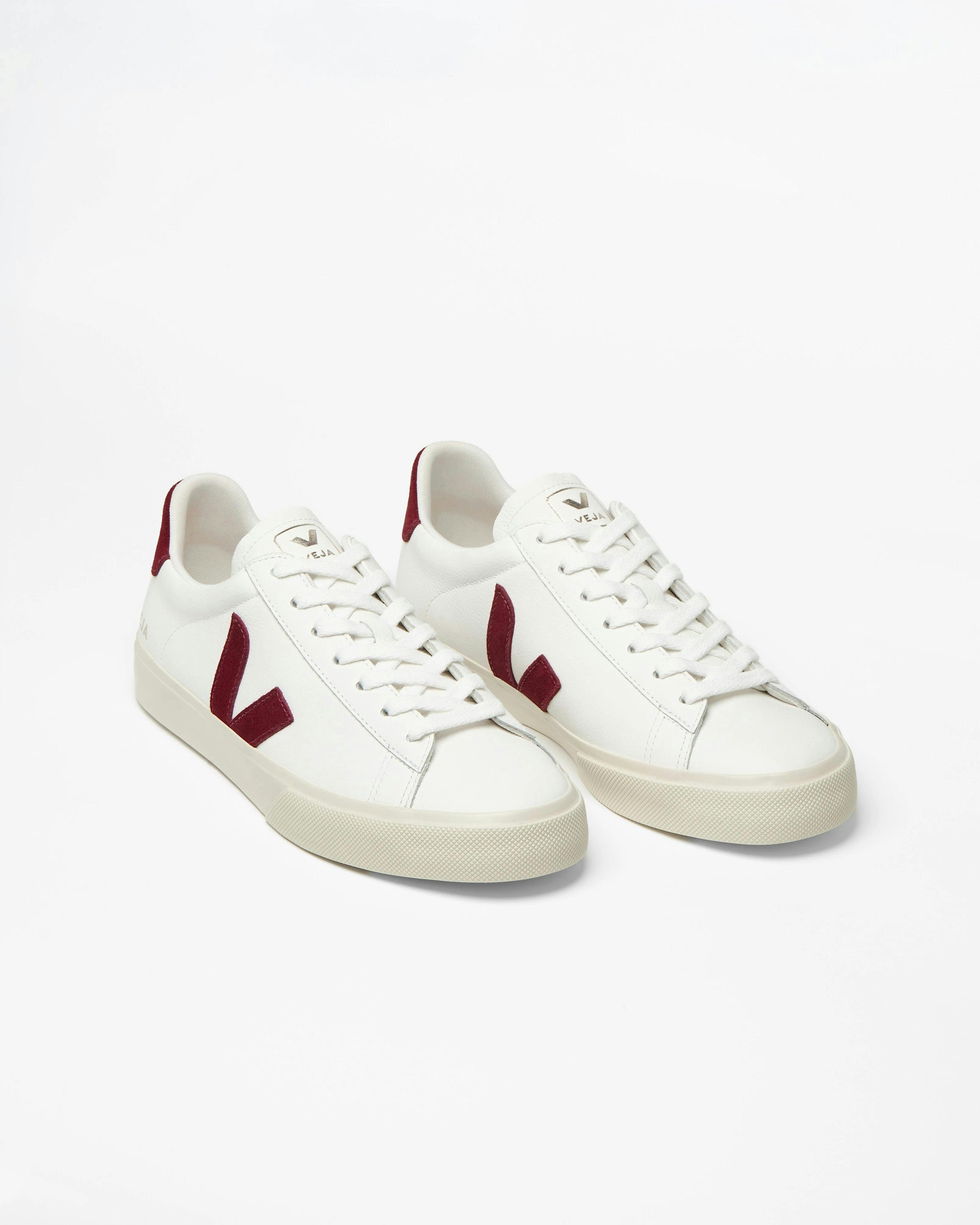 Veja Women's White Campo Leather Trainers - /Garnet - /Garnet - Uk4 Eu37 Us6