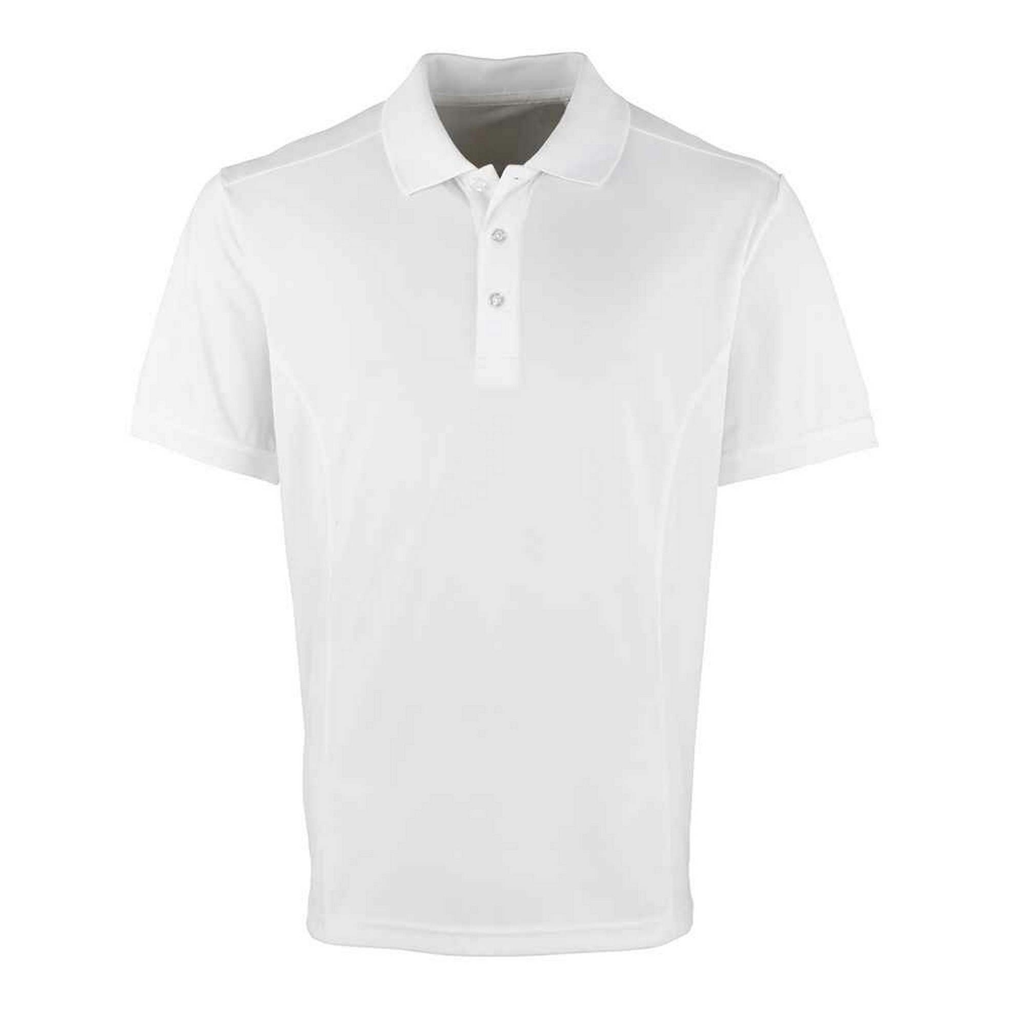 Premier Men's White Coolchecker Pique Polo Shirt In | Size: Small - Image 2