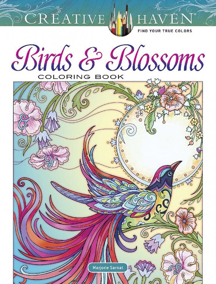 Creative Haven Birds and Blossoms Coloring Book by Marjorie Sarnat (PB 2019) - Image 6