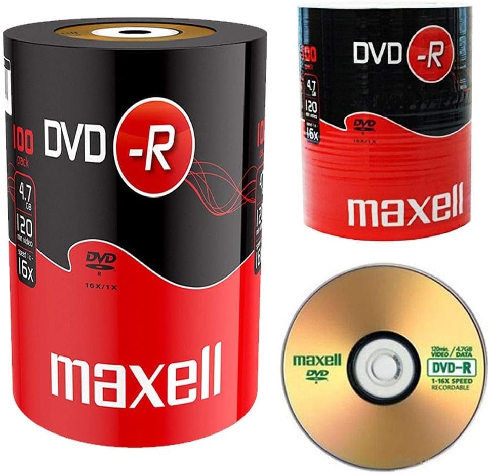 Maxell Dvd-R Blank Recordable Digital Disc Dvdr 4.7Gb 16X Speed 120Mins 100Pk X2