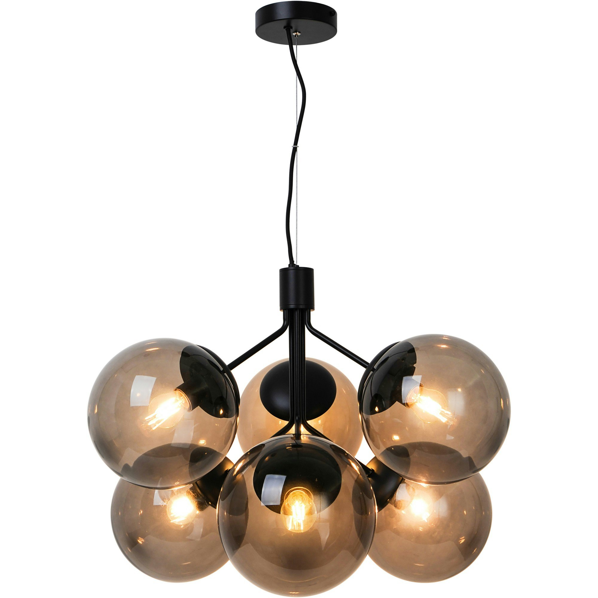 Rackhams Black Ivona 6-Spot | Ceiling Pendant | - Glass - 1
