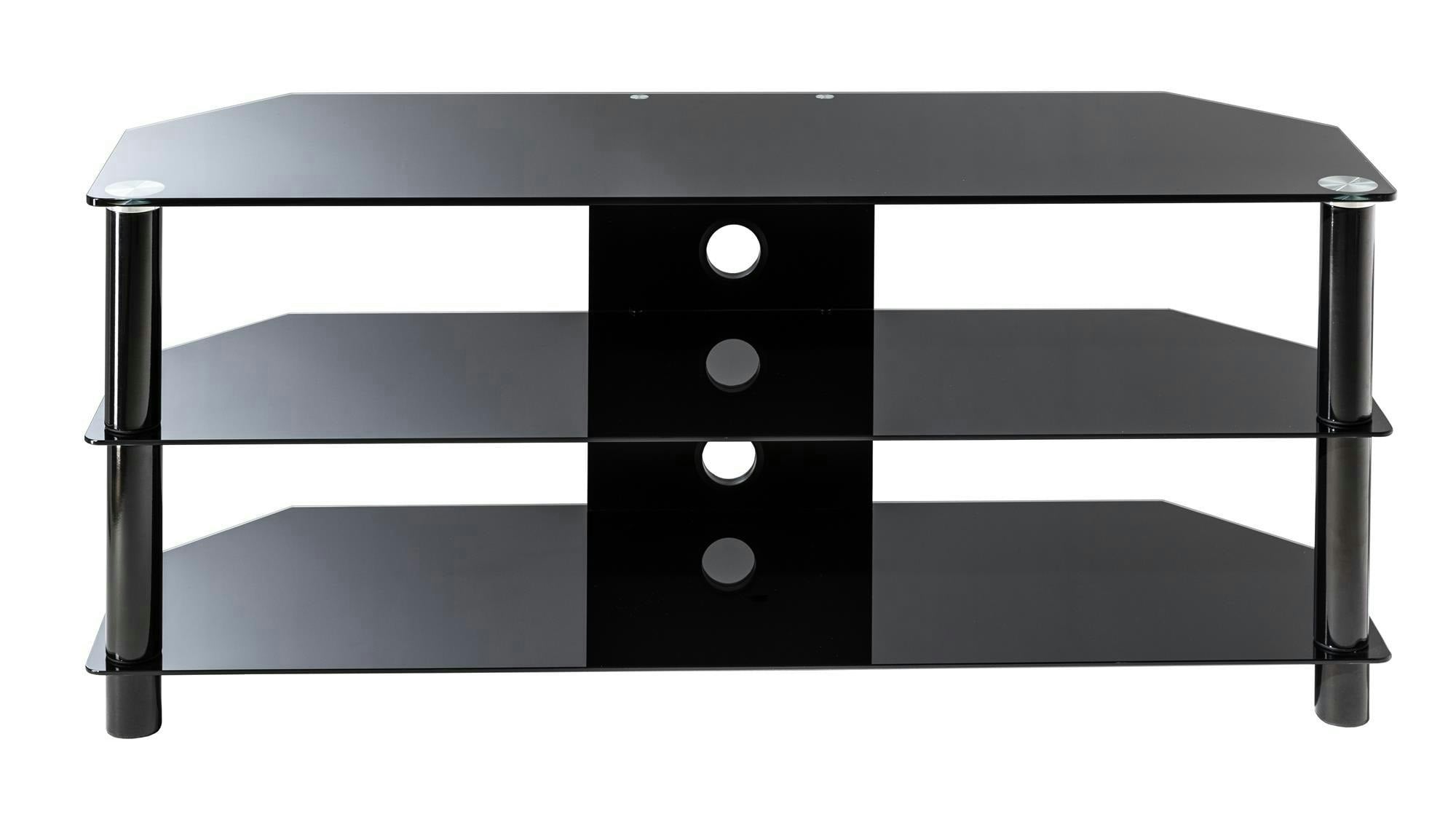 Rackhams Black Essentials Tv-Stand With 3 Shelves /Glass Ess1200/3-Blk