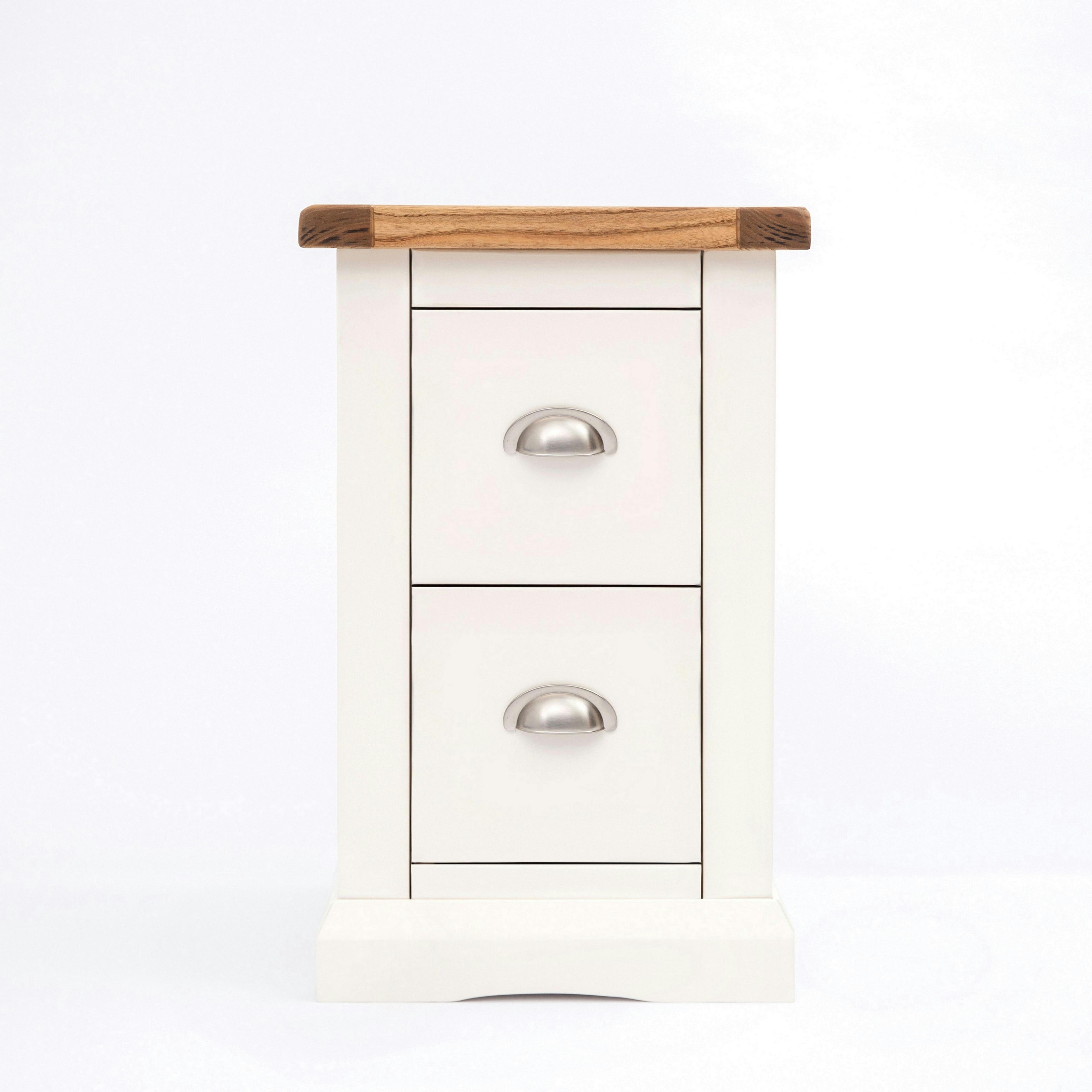 Rackhams White Cosenza 2 Drawer Petite Bedside Table - Off