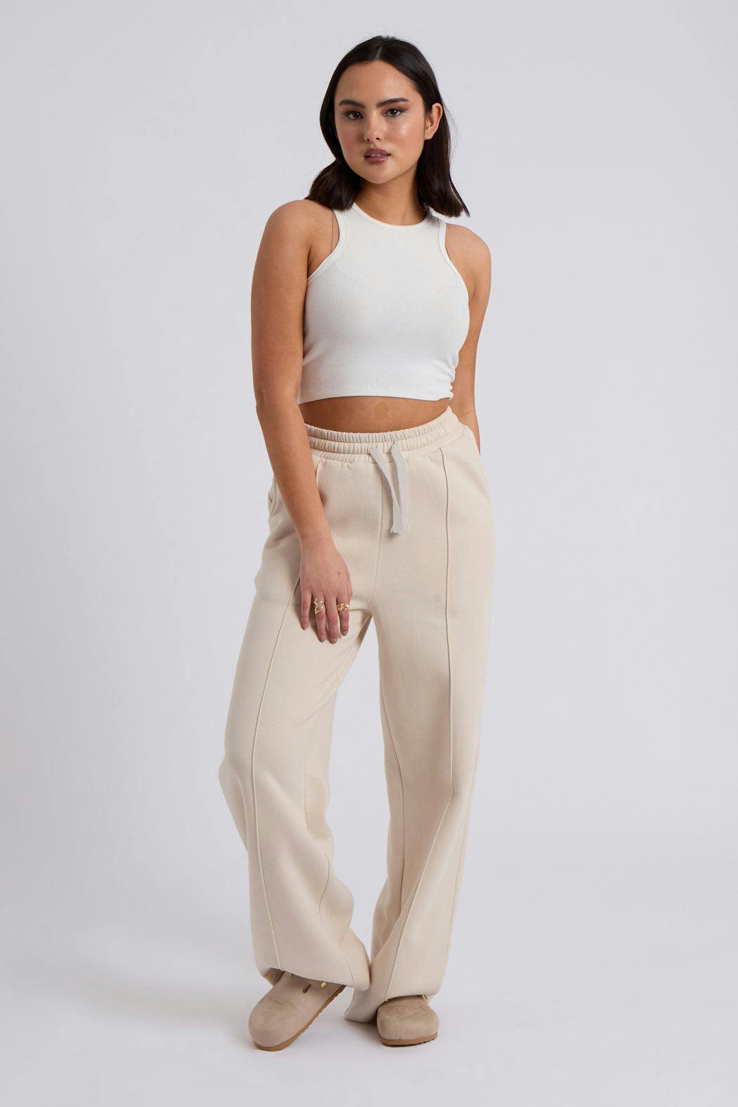 Urban Bliss Women's Wide Leg Jogger Pants in Cream | Size: 14 - Image 4