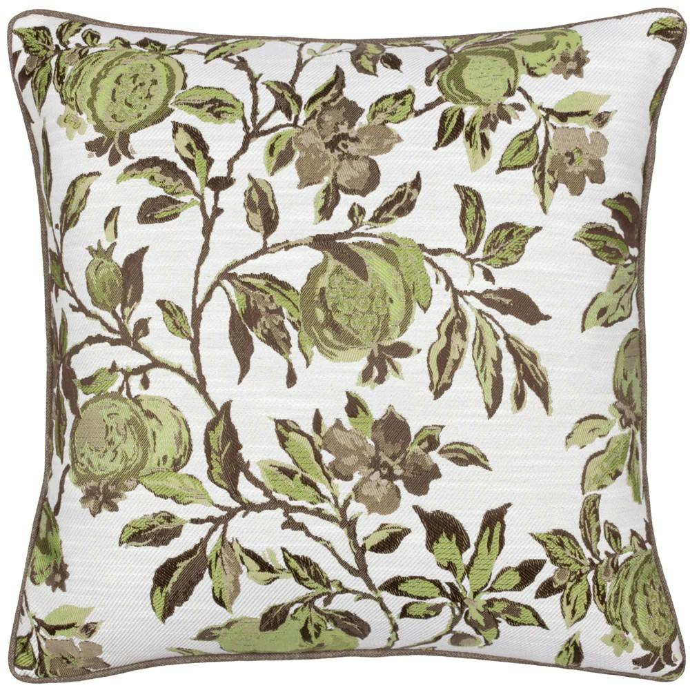 Rackhams Green Jacquard Pomegranate Cushion Cover - 50Cm X 50Cm - 100% Polyester
