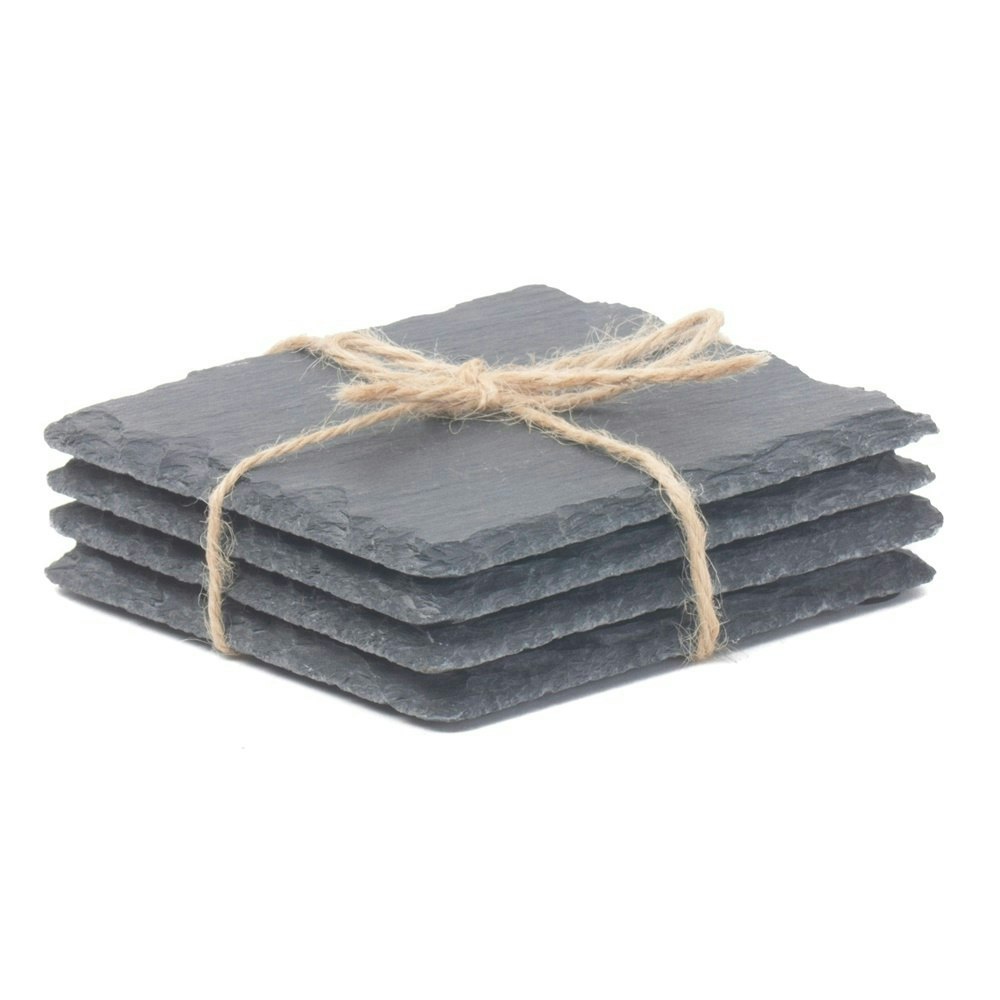 Red Hamper Set Of 4 Drinks Square Slate Coaster Set