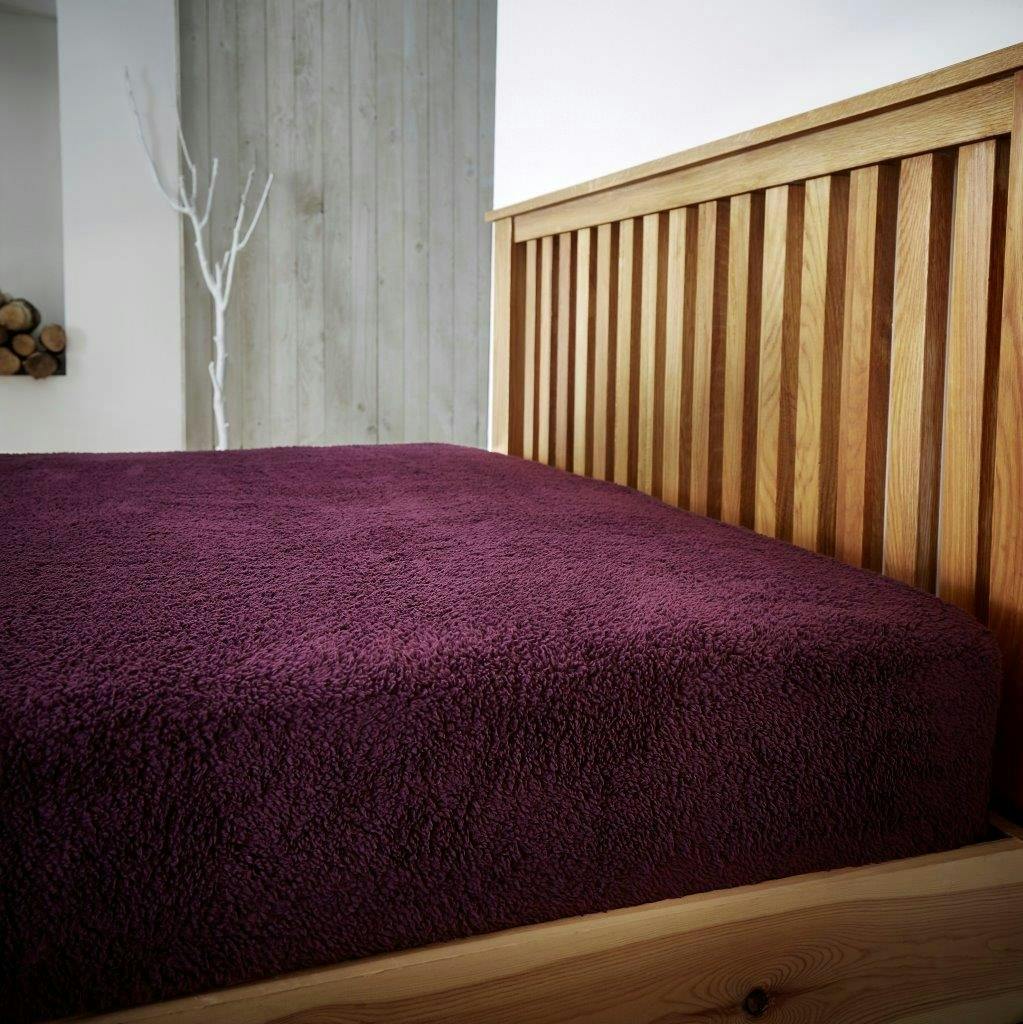 Rackhams Teddy Plain Fitted Sheet - Aubergine - Double (135Cm X 190Cm) + 25Cm Deep
