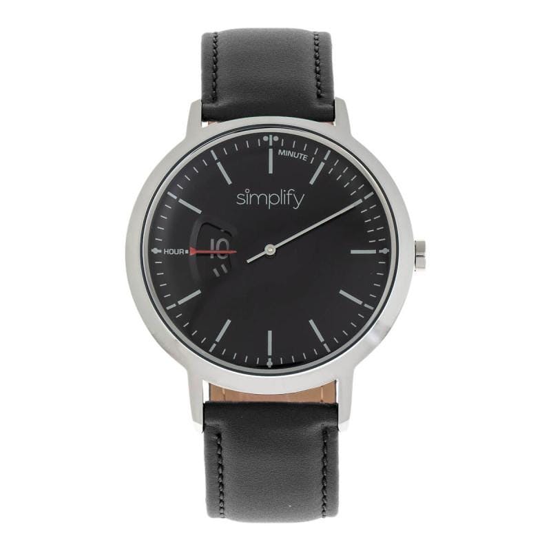 Simplify Black The 6500 Leather-Band Watch