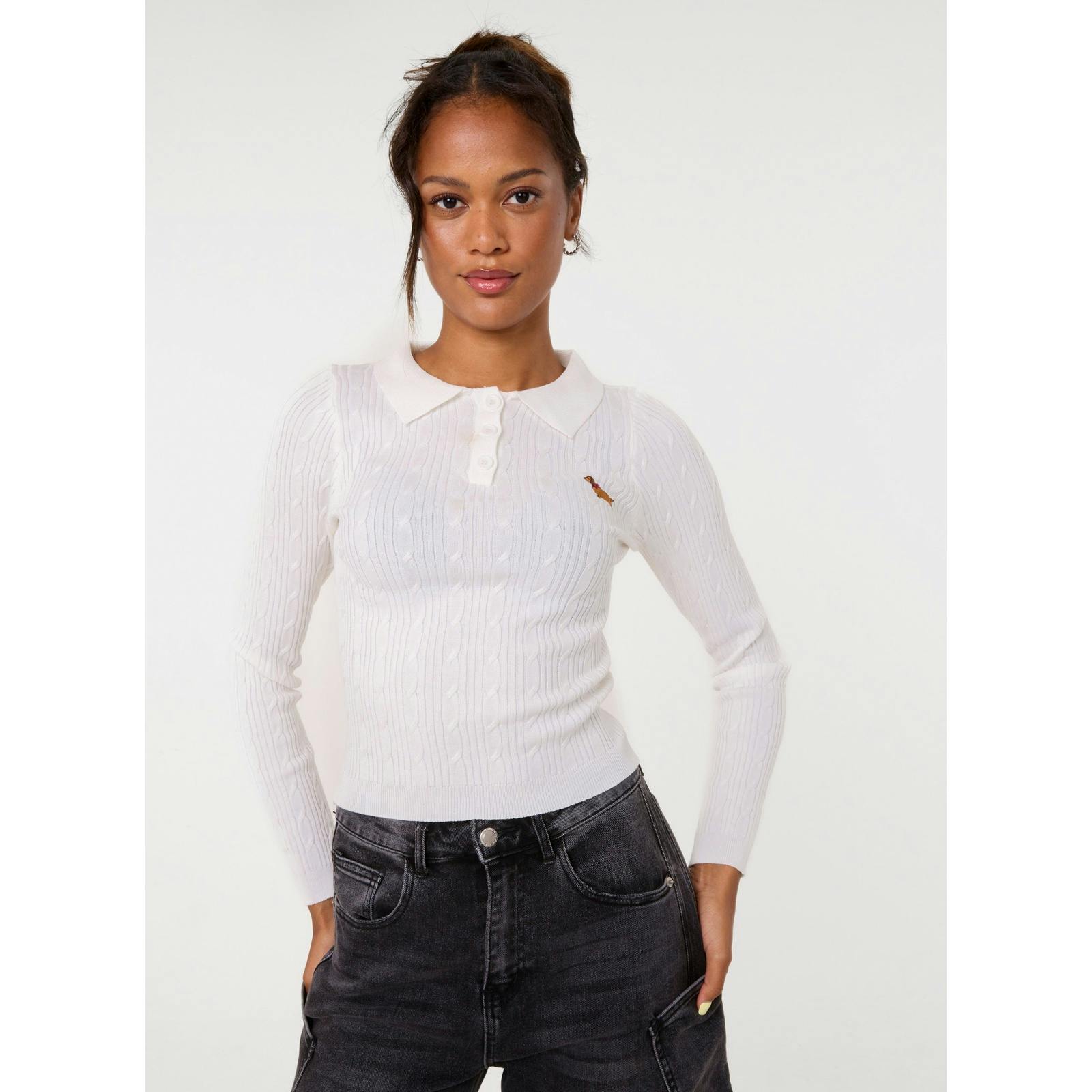 Pink Vanilla Pink/Ivory Vanilla Dog Embroidery Jumper - S-M