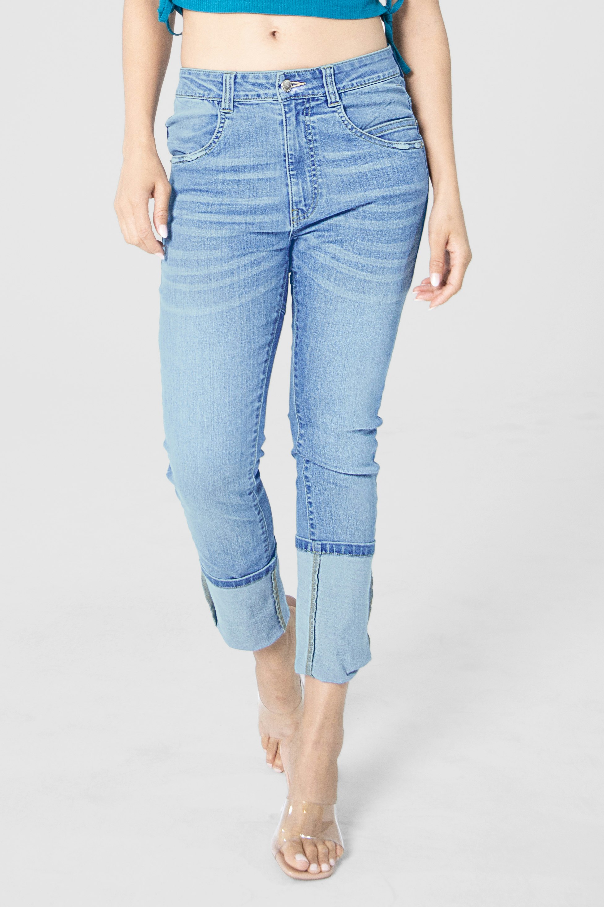 Enorsia Light/Blue Mid Waist Skinny Jeans - 16 - 70% Cotton, 25% Poly, 2.8% Viscose, 2.2% Spandex