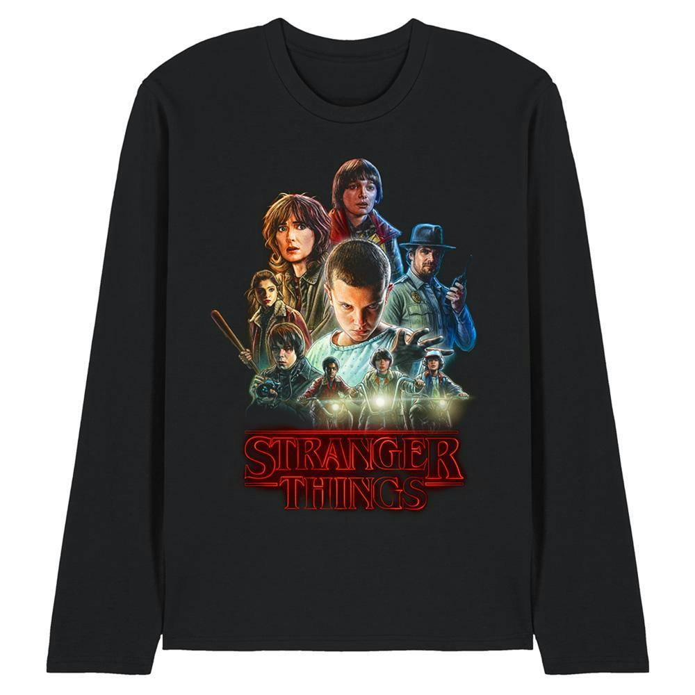 Stranger Things Unisex Black Adult Season 1 Poster Long-Sleeved T-Shirt - M