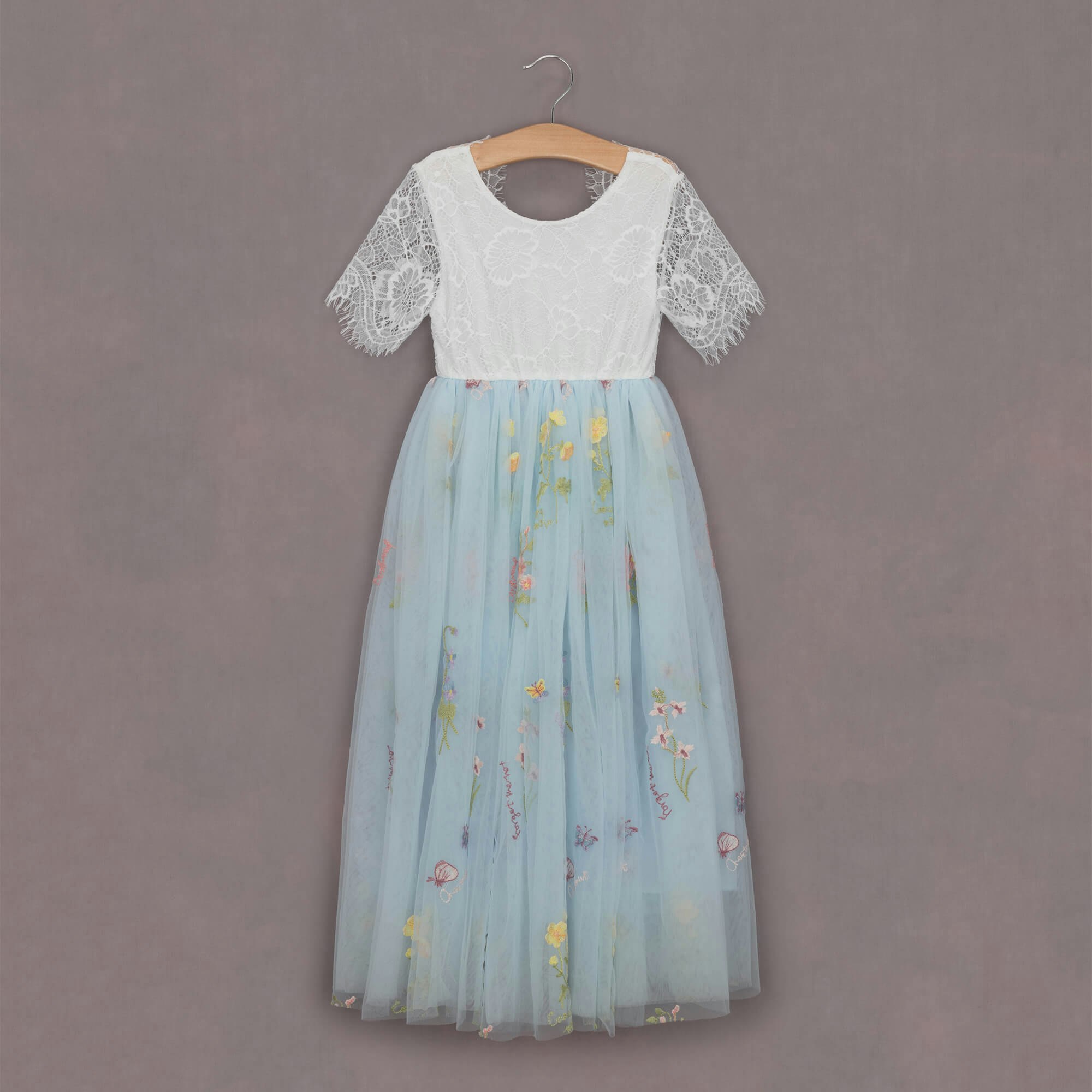 Uk Flower Girl Boutique Girls Blue/White Uk Flower Boutique Enchanted Dress - Baby / Lace - 9/10 Years