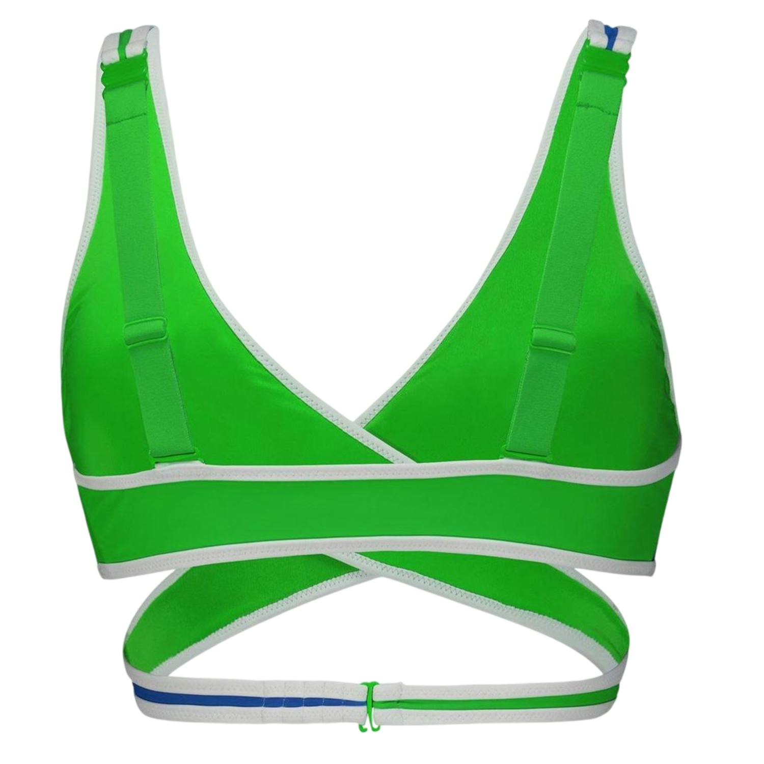 Puma Women's Blue/Green Plunge Bikini Top - 8 Uk - 80% Polyamide/20% Elastane
