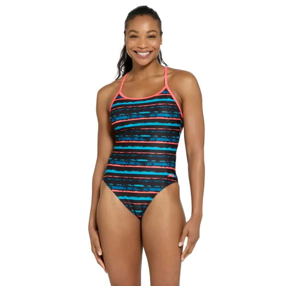 Zoggs Women's Black Wake Sprintback Swimsuit - /Multi - Uk Size 12