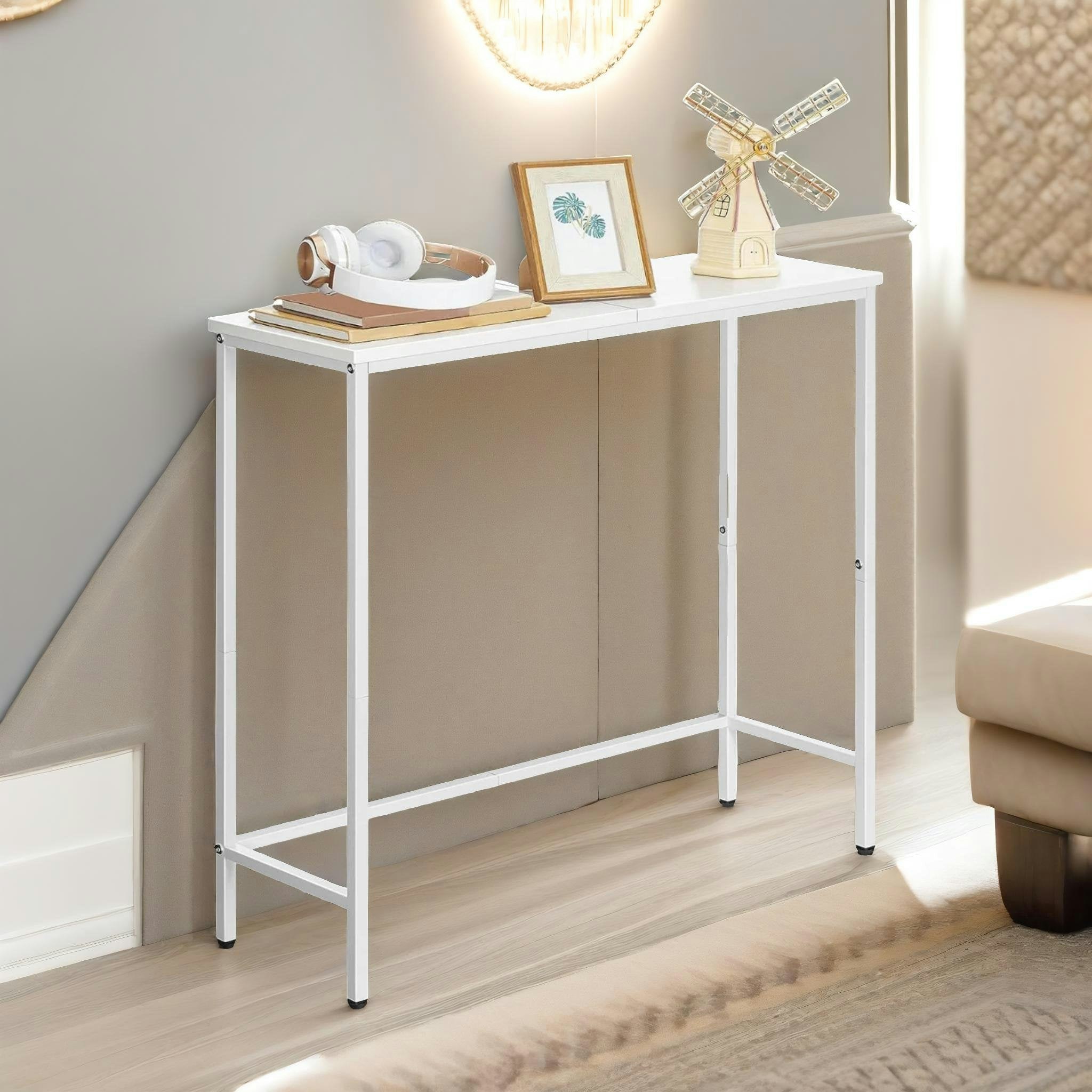 Rackhams White Industrial Slim Hallway Console Table
