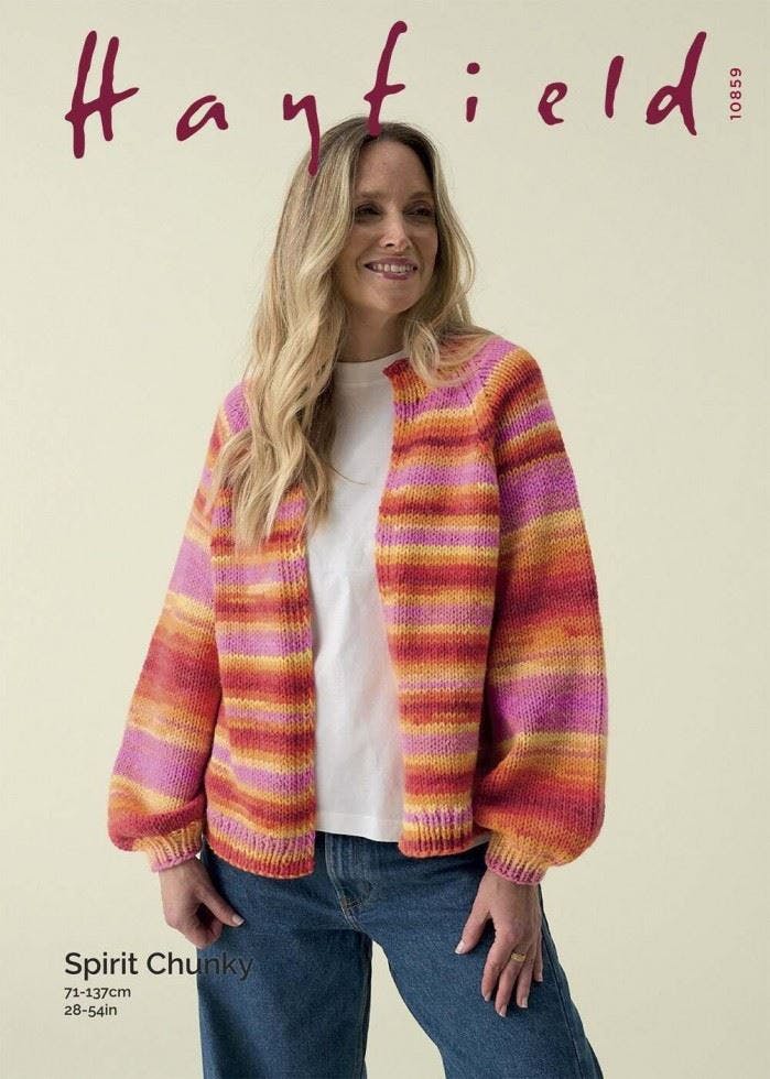 Hayfield Women's Spirit Chunky Knitting Pattern 10859, Cardigans For 28 - 54 Inches