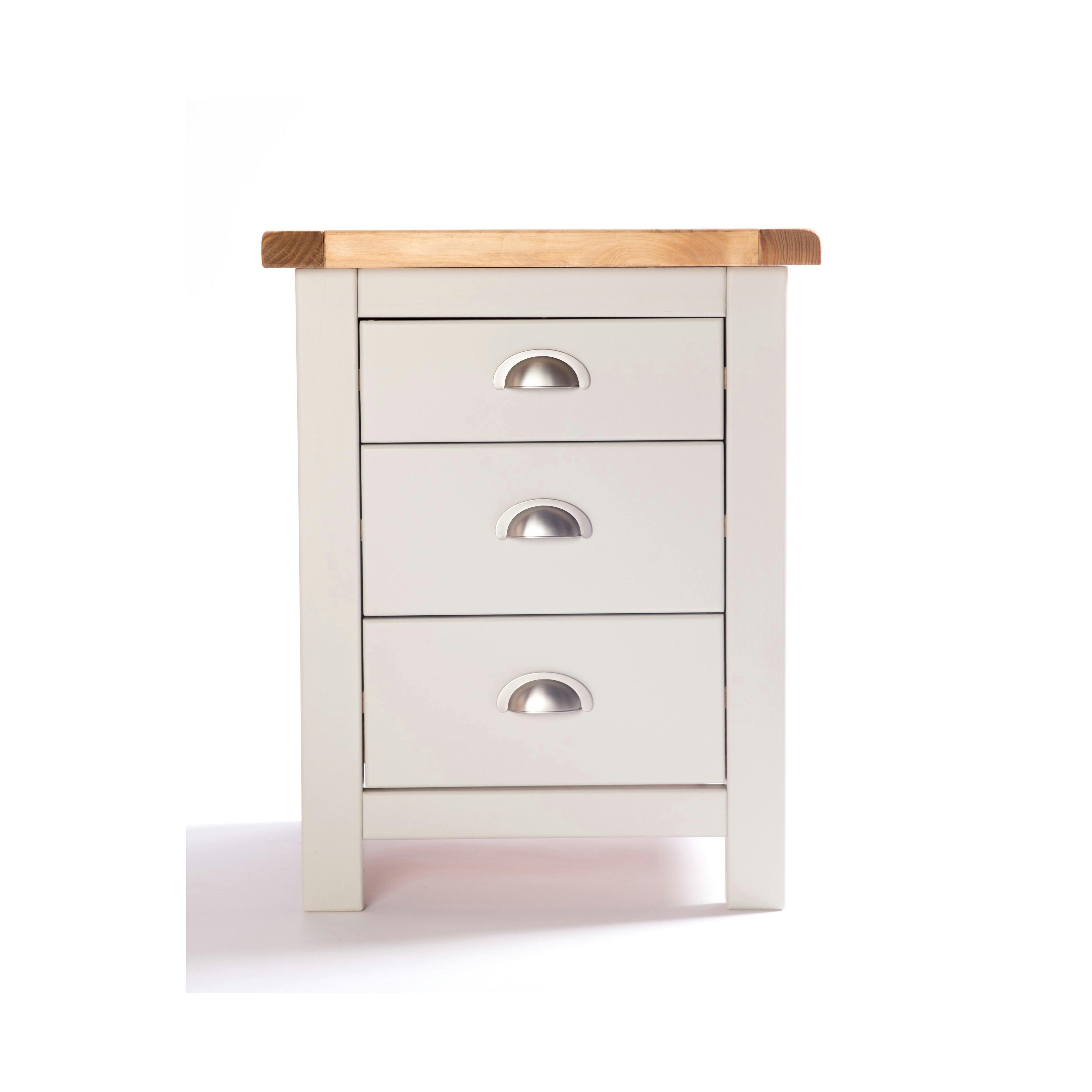 Rackhams Light/Grey Argenta 3 Drawer Bedside Table