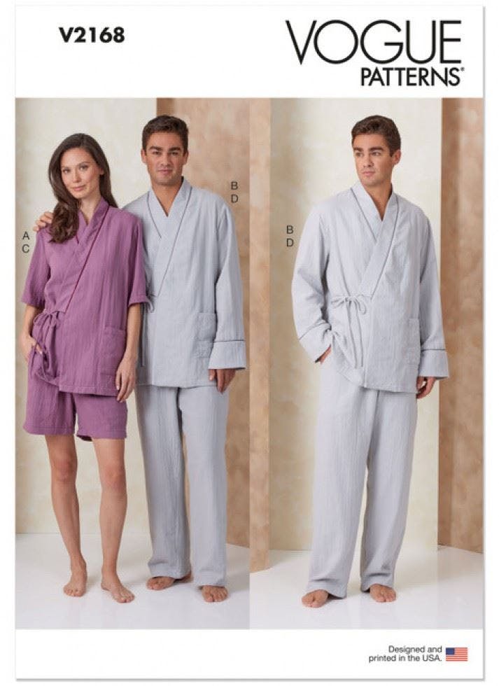 Vogue Men's Sewing Pattern 2168, Pyjamas, Robes For Wo, A (Xs-S-M-L-Xl-Xxl) - Intermediate - A (Xs-S-M-L-Xl-Xxl)