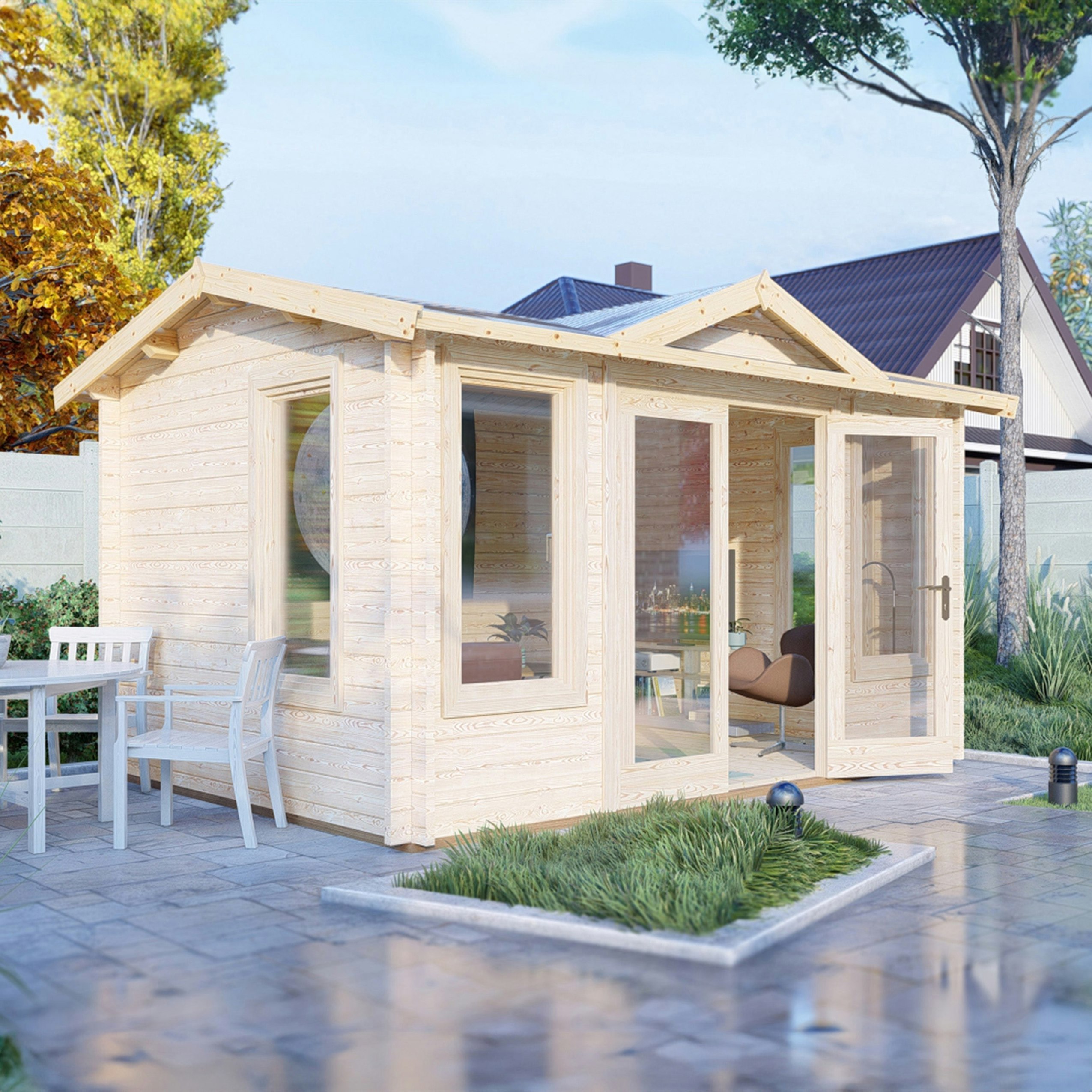 Rackhams Light Clockhouse 10Gx12 Log Cabin 44Mm Thick Timber Cladding