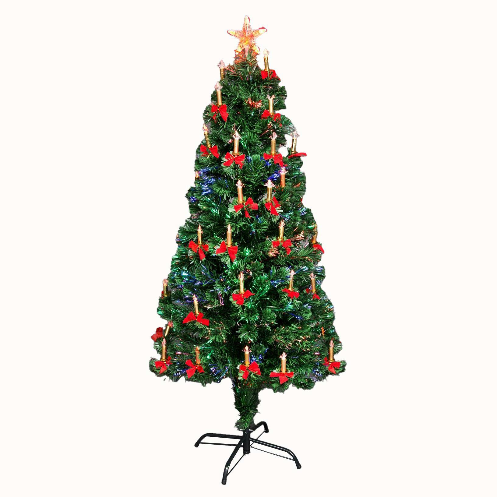 Shatchi Green Fibre Optic Christmas Tree 3ft - Pre-lit LED Lights - Star Topper - Image 2