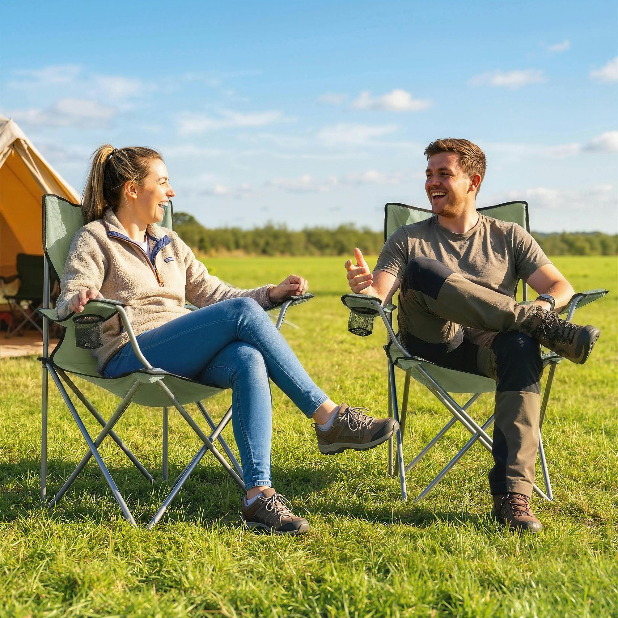 HexGuard Camping Chair Set of 2 - Green - Metal - Image 2