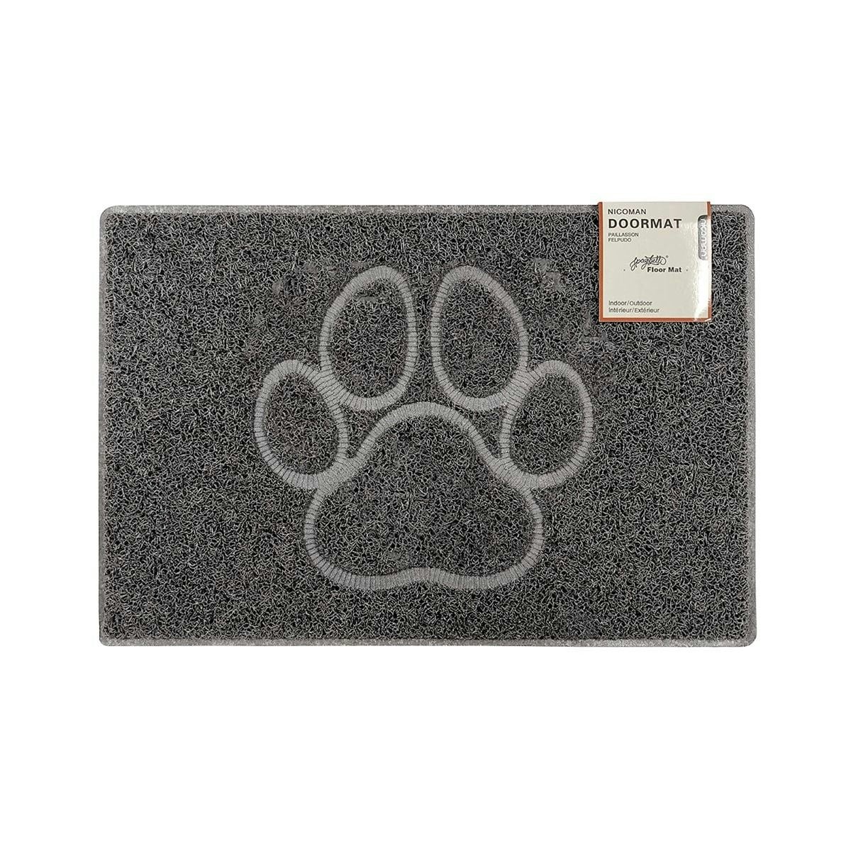 Rackhams Grey Paw Medium Embossed Doormat In - Vinyl - 1