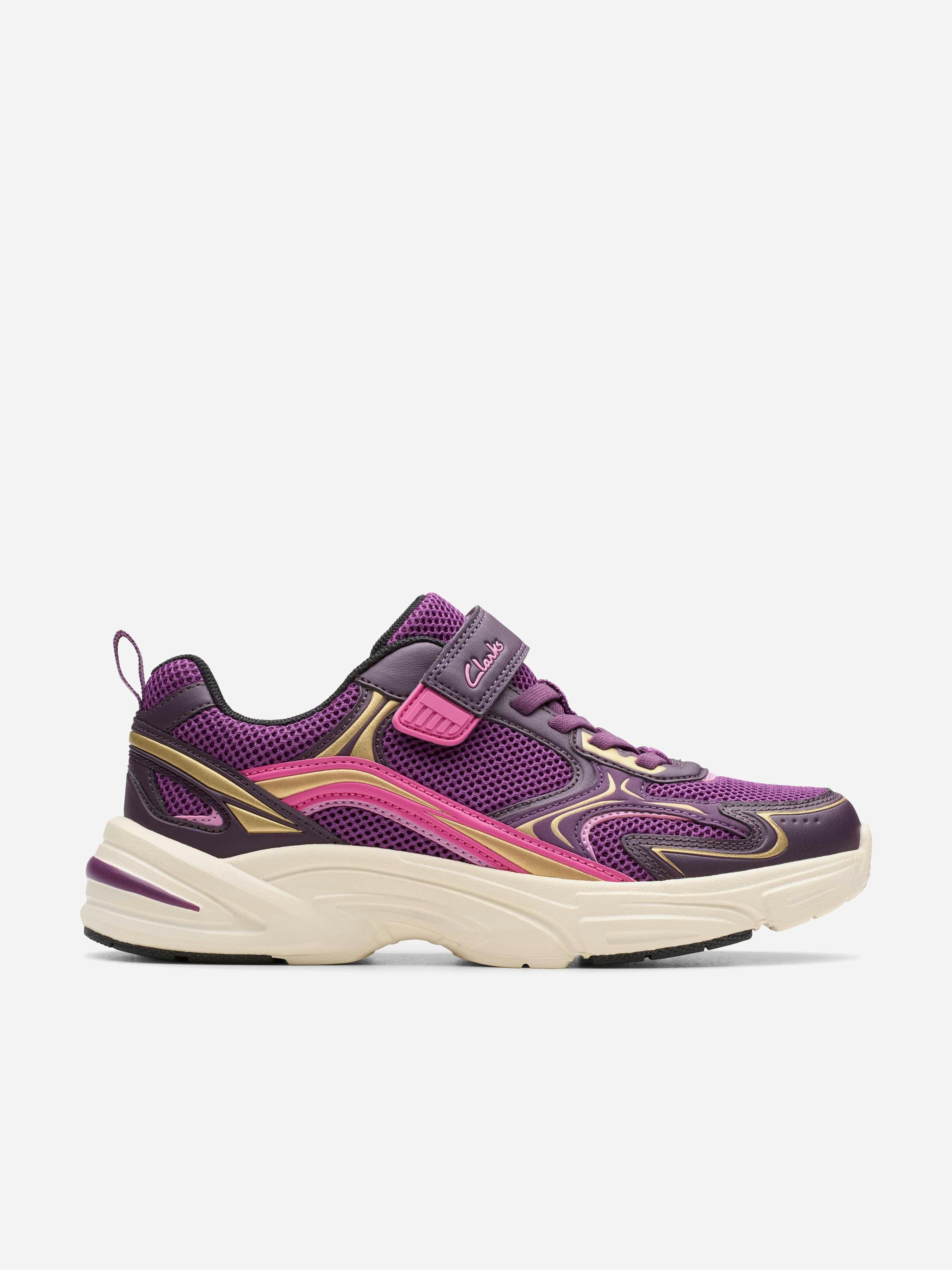 Clarks Girls Purple Crafton Move Trainers In - Eu 25.5 Uk 8