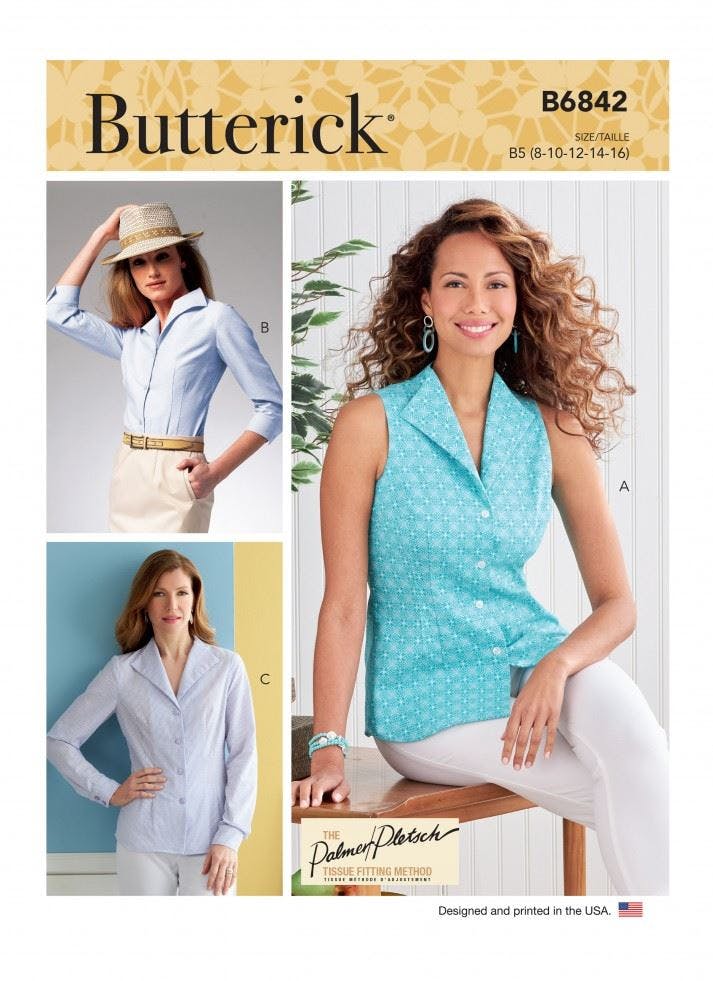 Butterick Women's Sewing Pattern 6842, Shirts For B5 (8-10-12-14-16) - Intermediate - B5 (8-10-12-14-16)