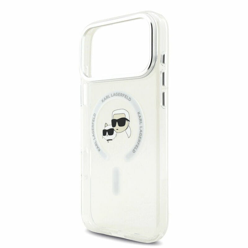 Karl Lagerfeld Iml Karl & Choupette Head Metal Frame Case With Magsafe For Iphone 17 Pro Max 6.9" Clear - Klhmp17xhlskch